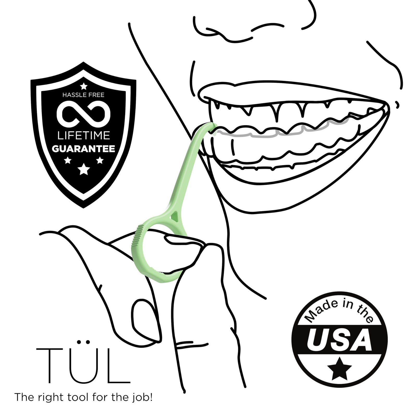 TÜL | Only Invisalign Remover Tool Made in The USA | Lifetime Green 2 Pack