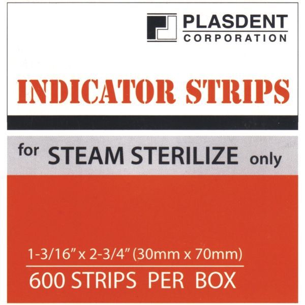 Plasdent Indicator Strips for Steam Sterilize Only, 600/Bx, 1-3/16″ x 2-3/4″