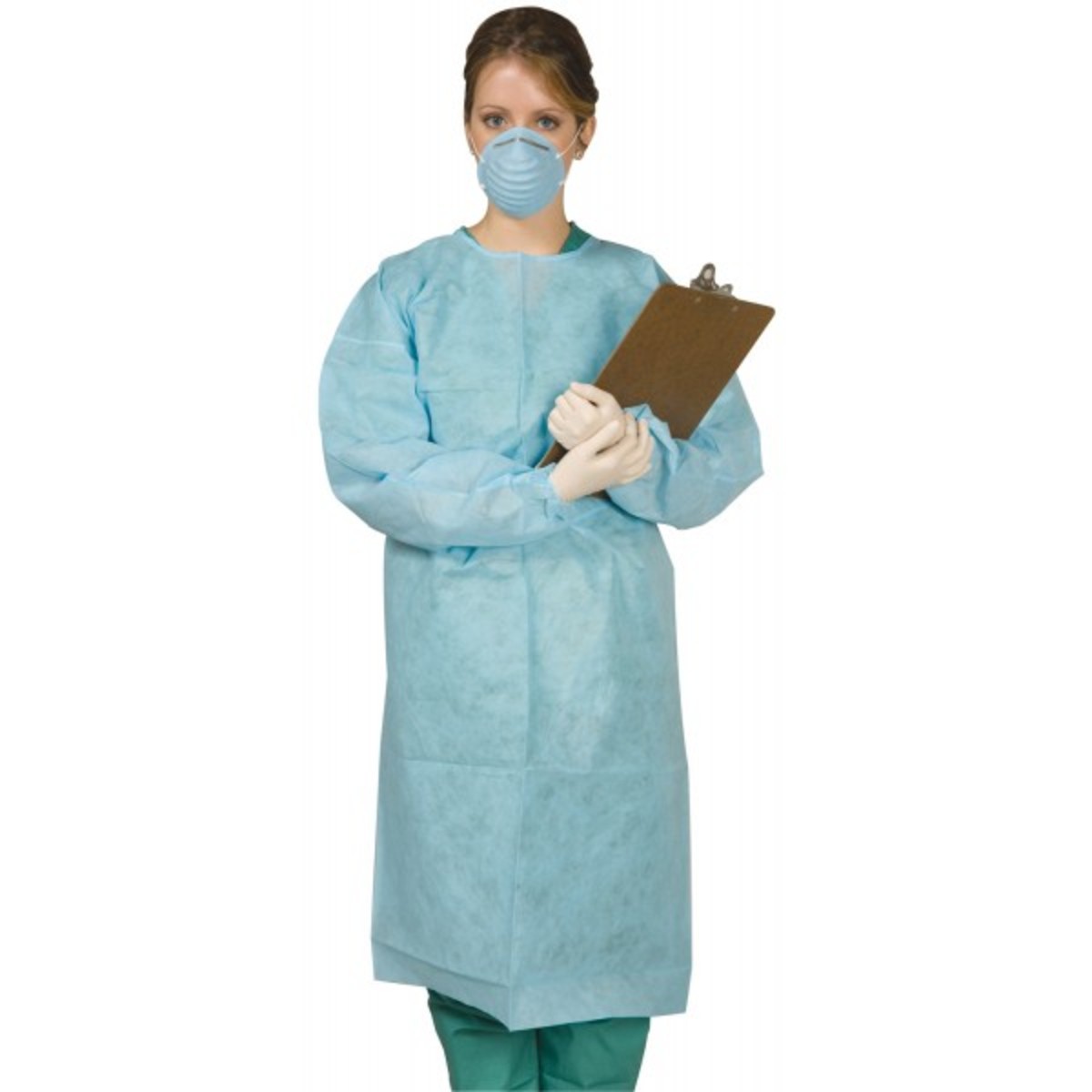 Mydent SG1001 Defend Tie-Back Full Length Disposable Protective Gowns Large 10Pk