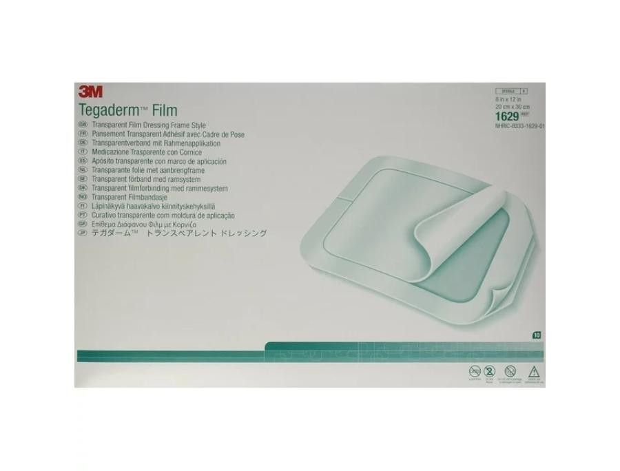 3M Tegaderm Film Dressings 8×12″ Adhesive/Film Frame Delivery Sterile 1 Ct, 1629
