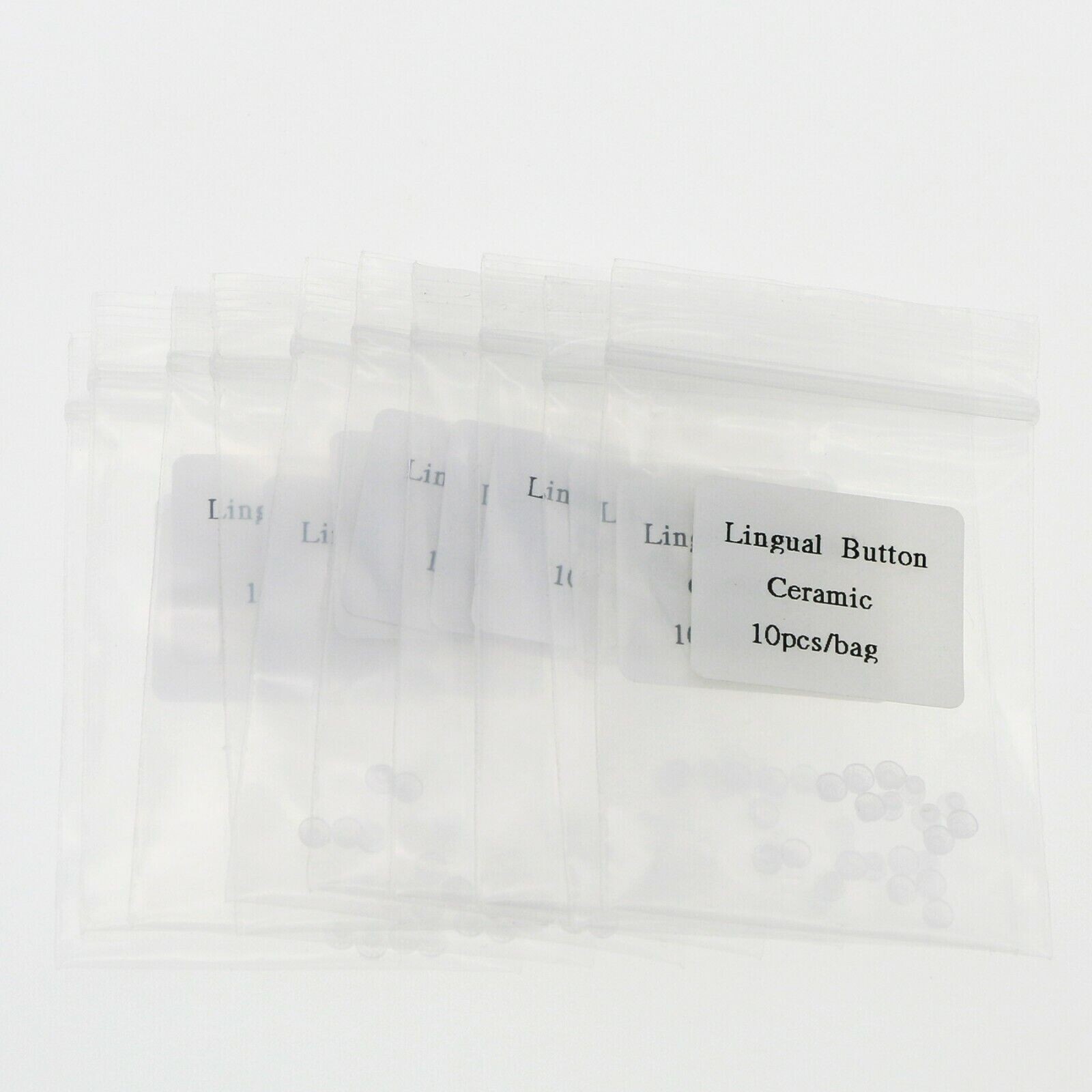 100Pcs Orthodontic Ceramic Clear Lingual Button Traction Hook Round Base Mesh US