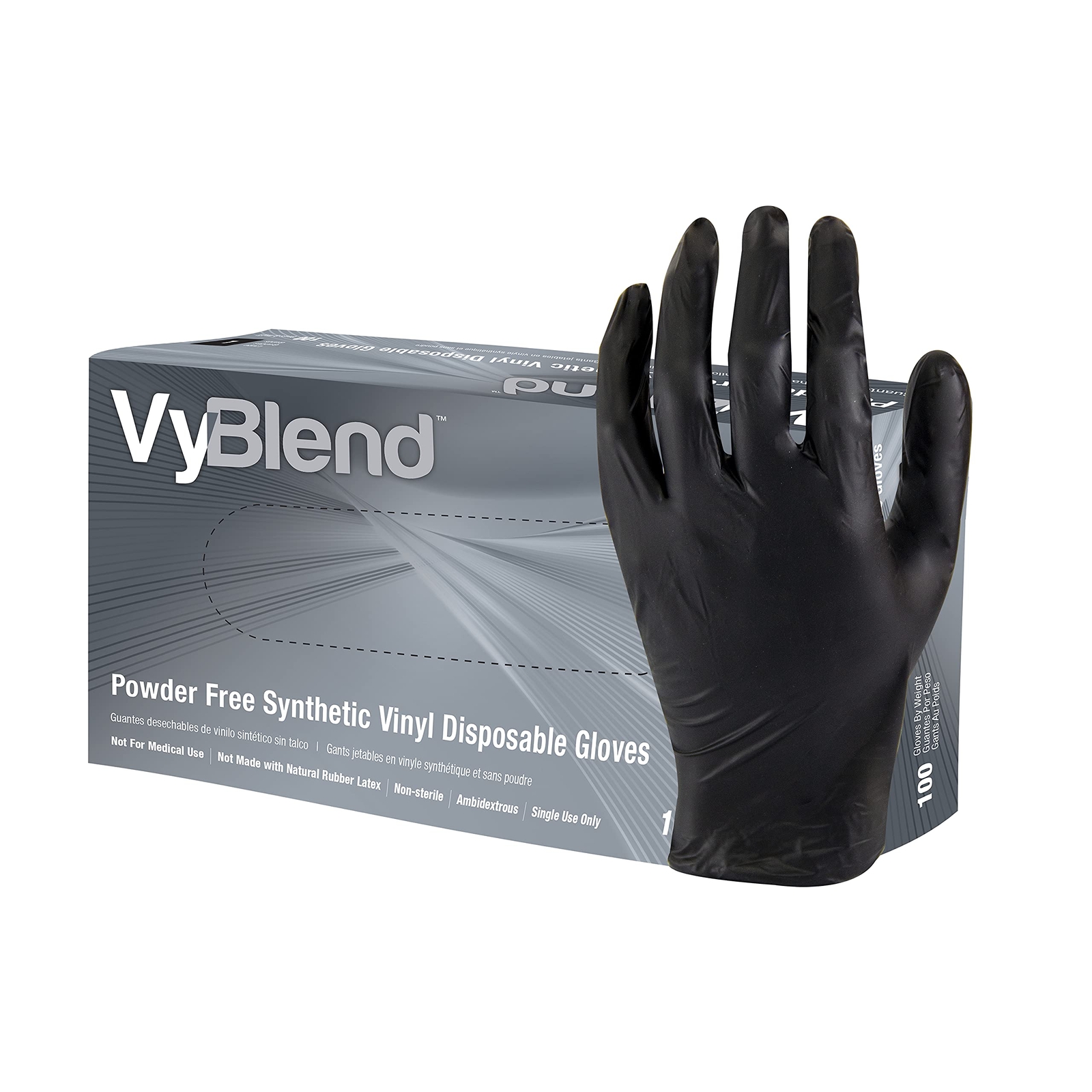 Proworks GL-VN104BKFL Vinyl Powderfree Disosable Gloves, Black, Large, 10 Boxes