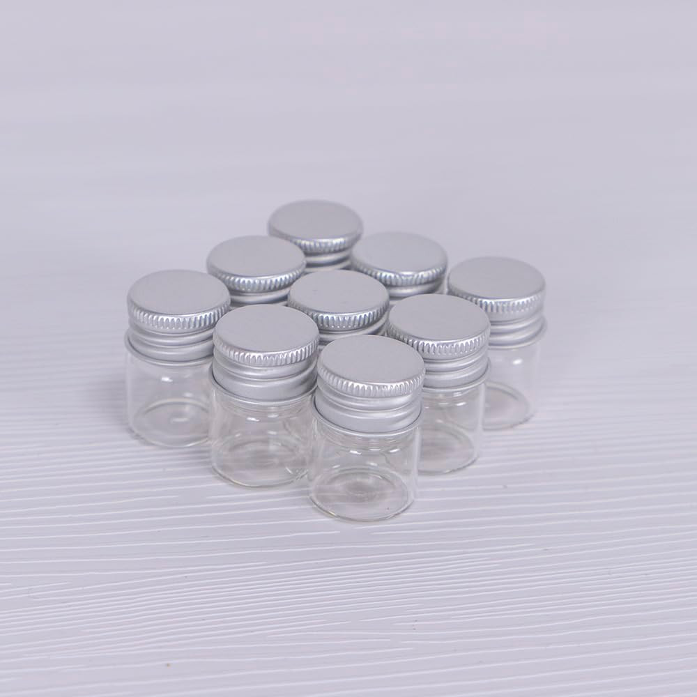 6 Pcs 5Ml Glass Vials Small Bottles with Aluminum Screw Caps, Mini Glass Vials,