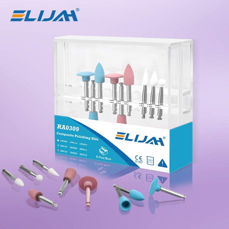 ELIJAH Dental Composite Polishers RA0309 3 Ceramic & 6 Silicone Rubber -9PCS/BOX
