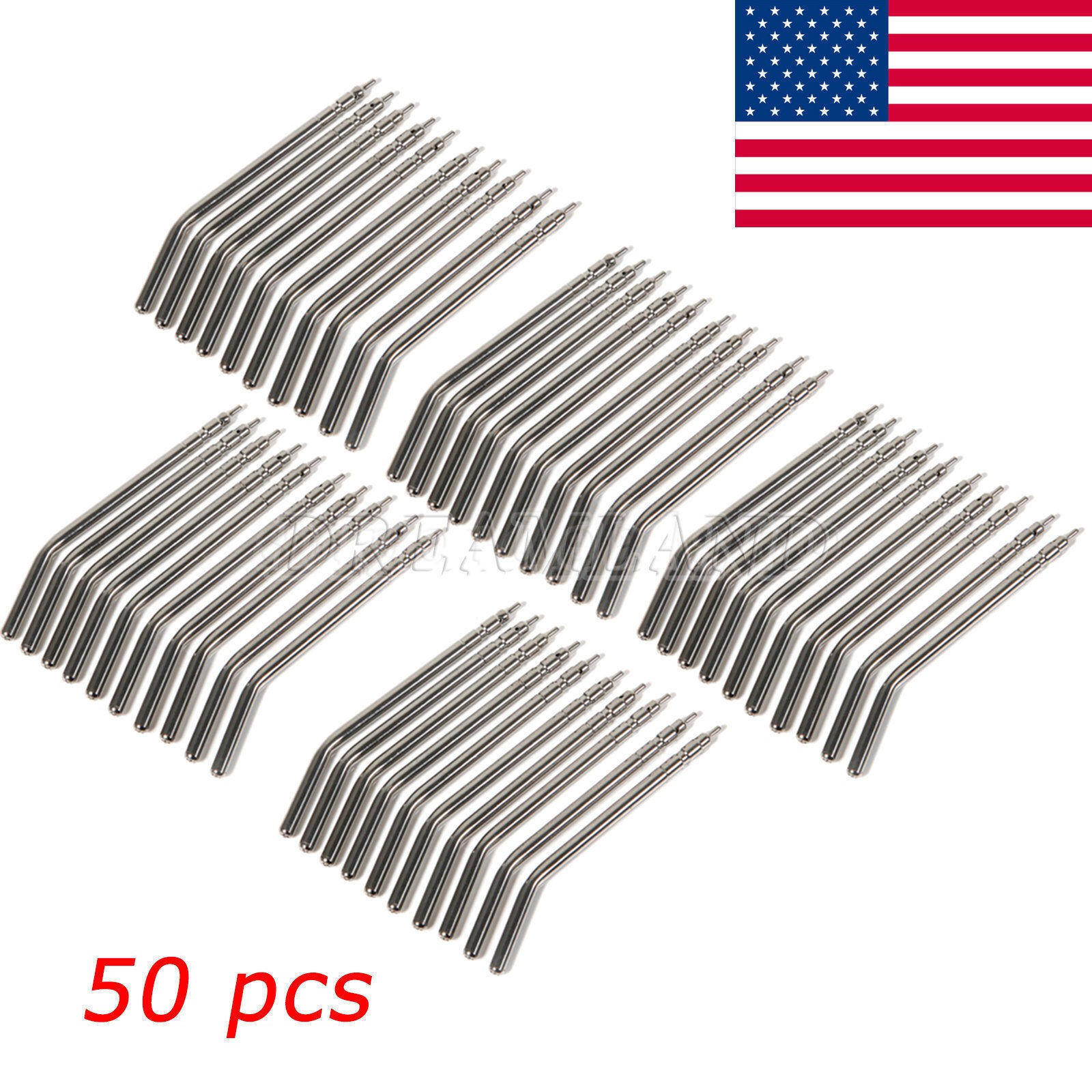 50PCS Dental Metal Spray Nozzles Tubes Tips / 3-Way Air Water Triple Syringe