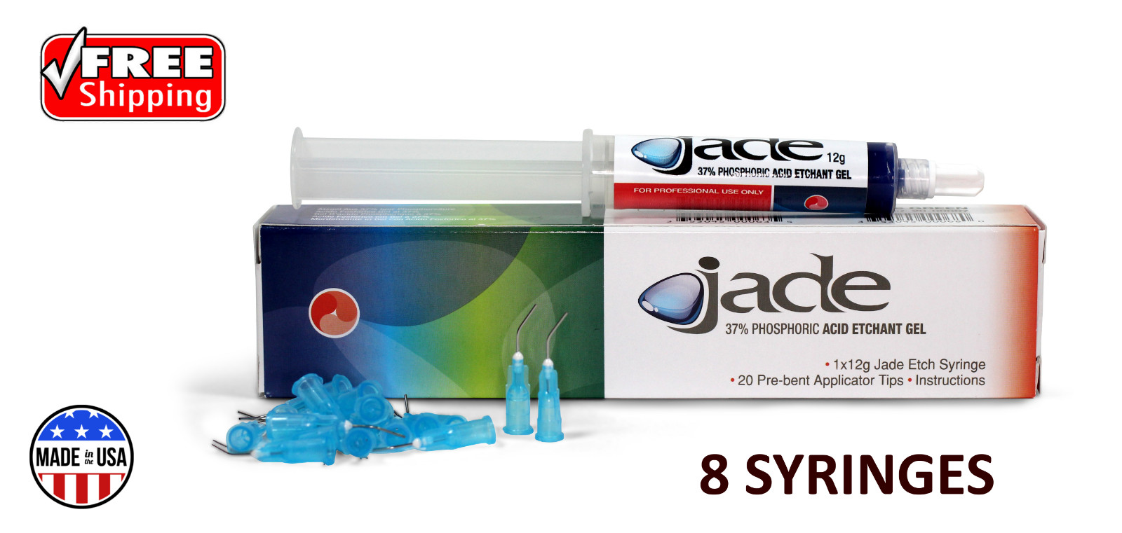 Etching Gel BLUE Acid – Jade Dental12g Syringe 37%-8 Kits & & 160 Applicator Tip