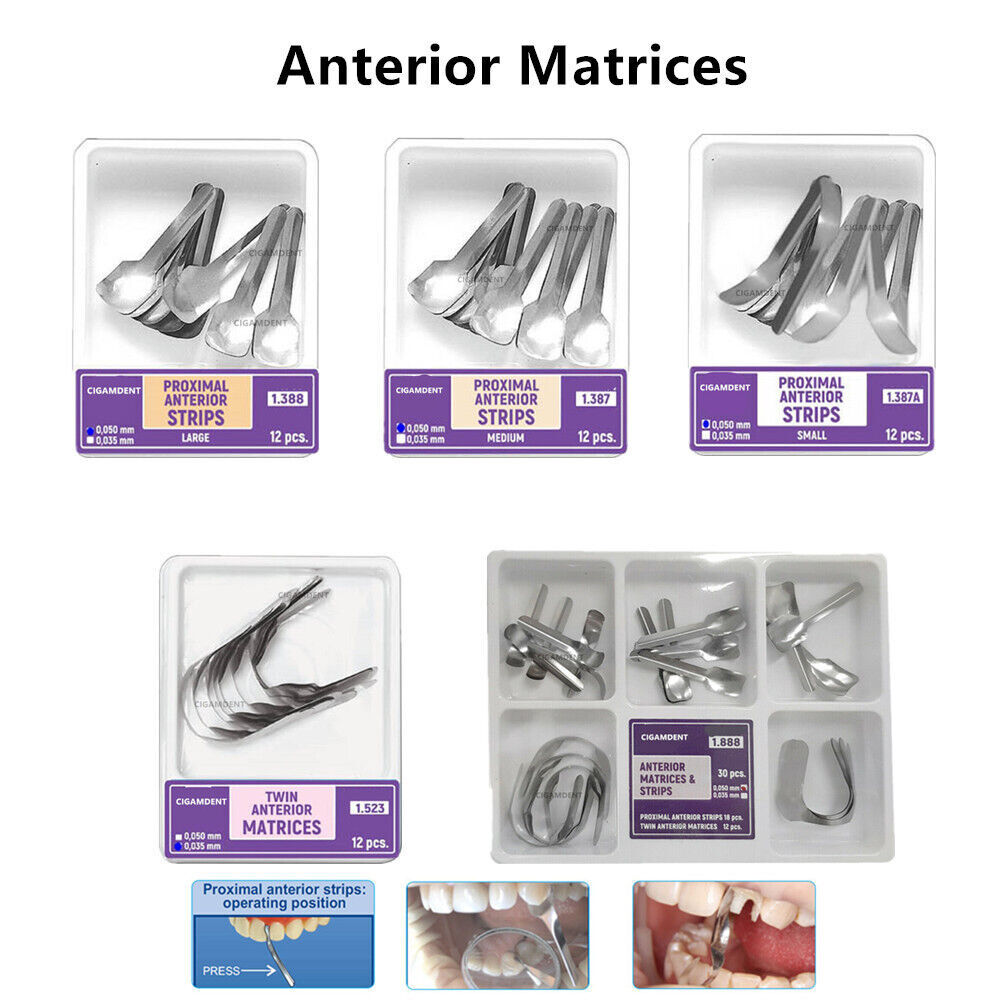 Dental Anterior Matrix Bands Proximal Strips Sectional Contoured Matrices Refill