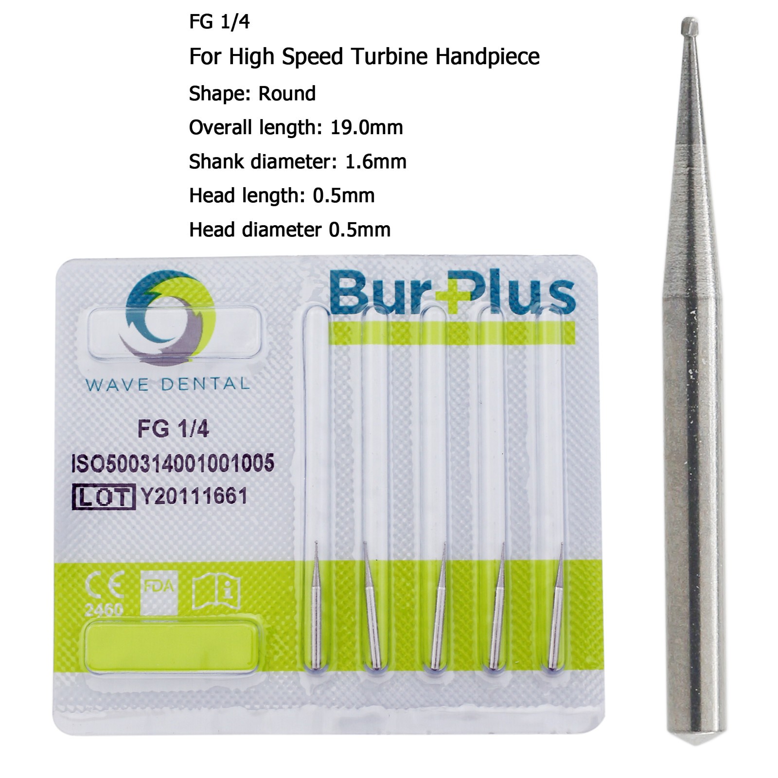 Wave Dental Tungsten Carbide Bur Round Friction Grip FG 1/4 1 2 3 5 6 7 8 Prima