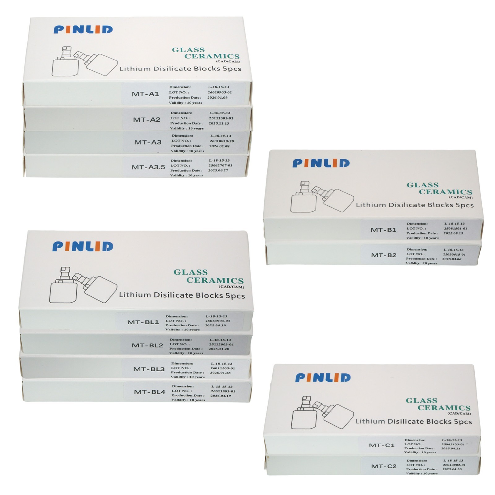 US CEREC Emax Compatible C14 MT CAD/CAM Ceramic Blocks – Lithium Disilicate
