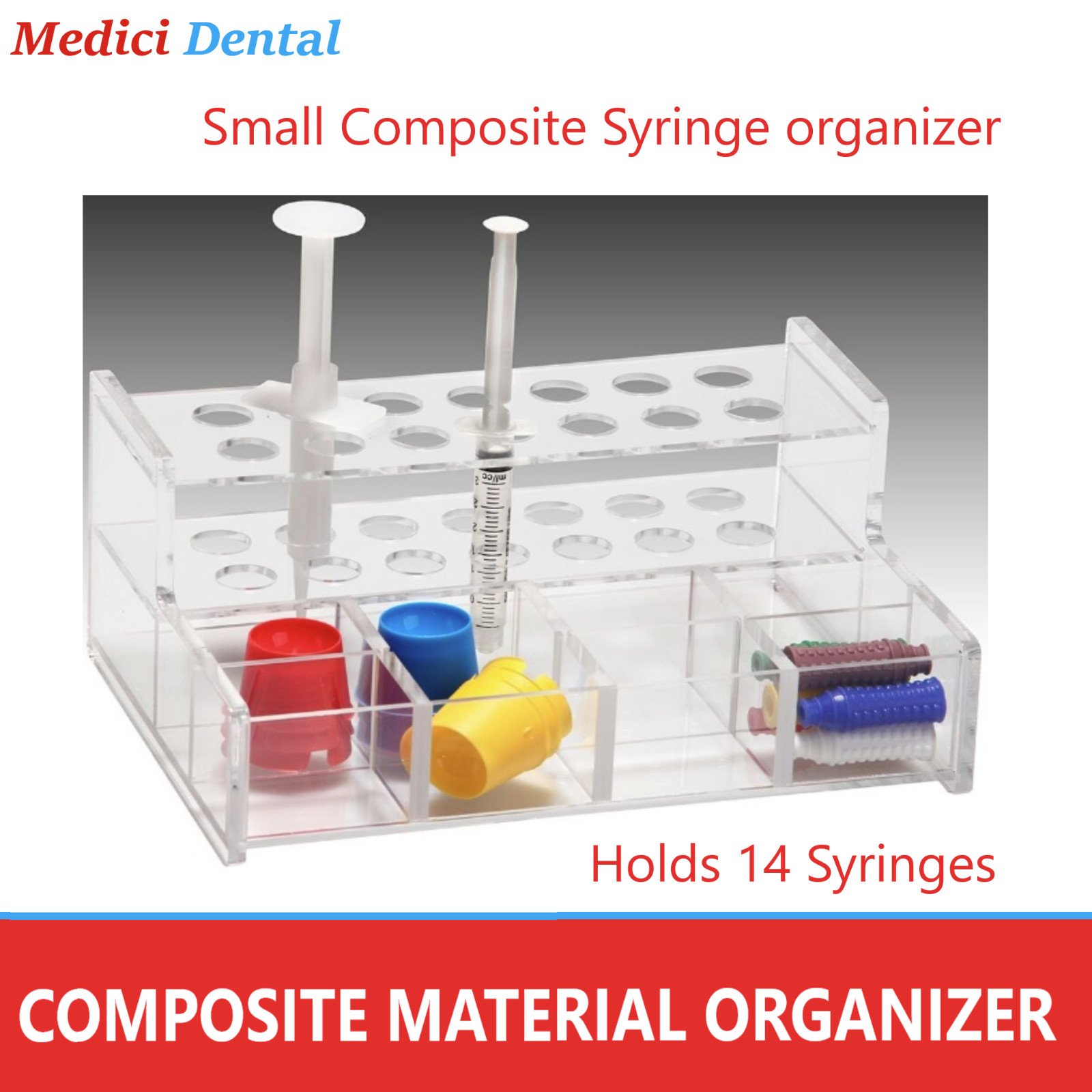 Premium Dental Composite & Etch Syringes Organizer -Holds Upto 12 or 30 Syringes