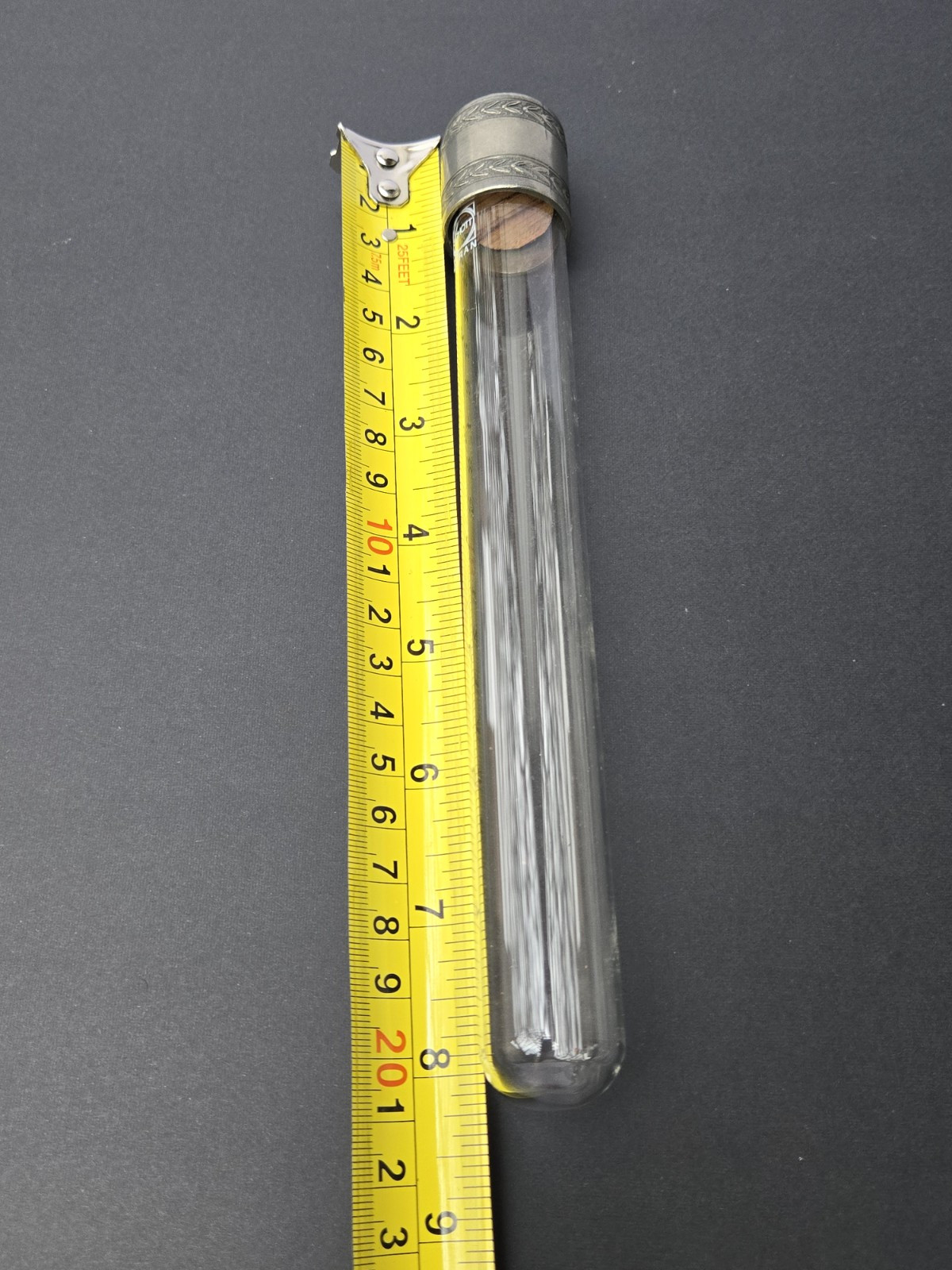 SCHOTT DURAN Glass Tube w/silver cap 8″