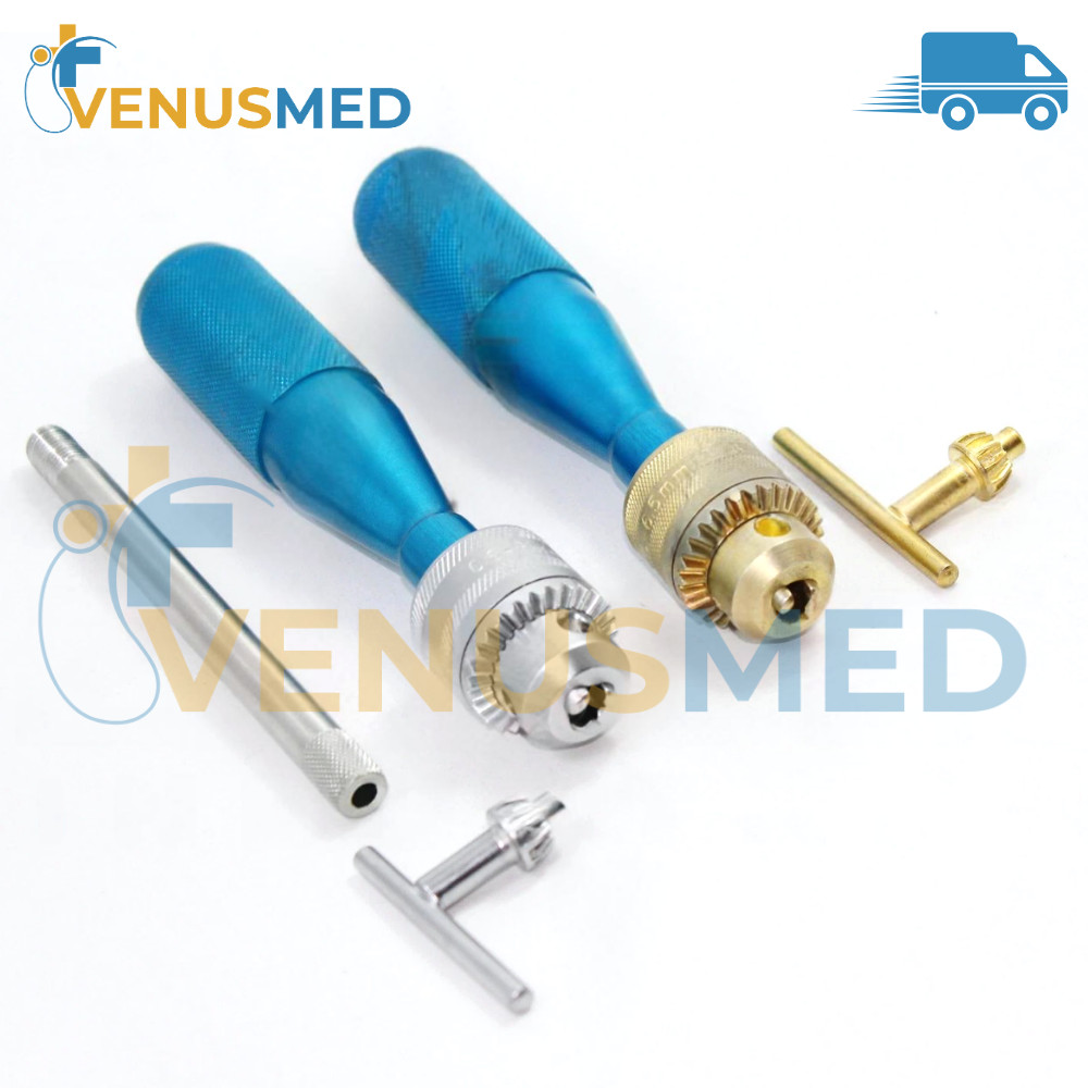 Hand Drill silver & Gold blue 2 PCs Set 16 cm orthopedics Instruments