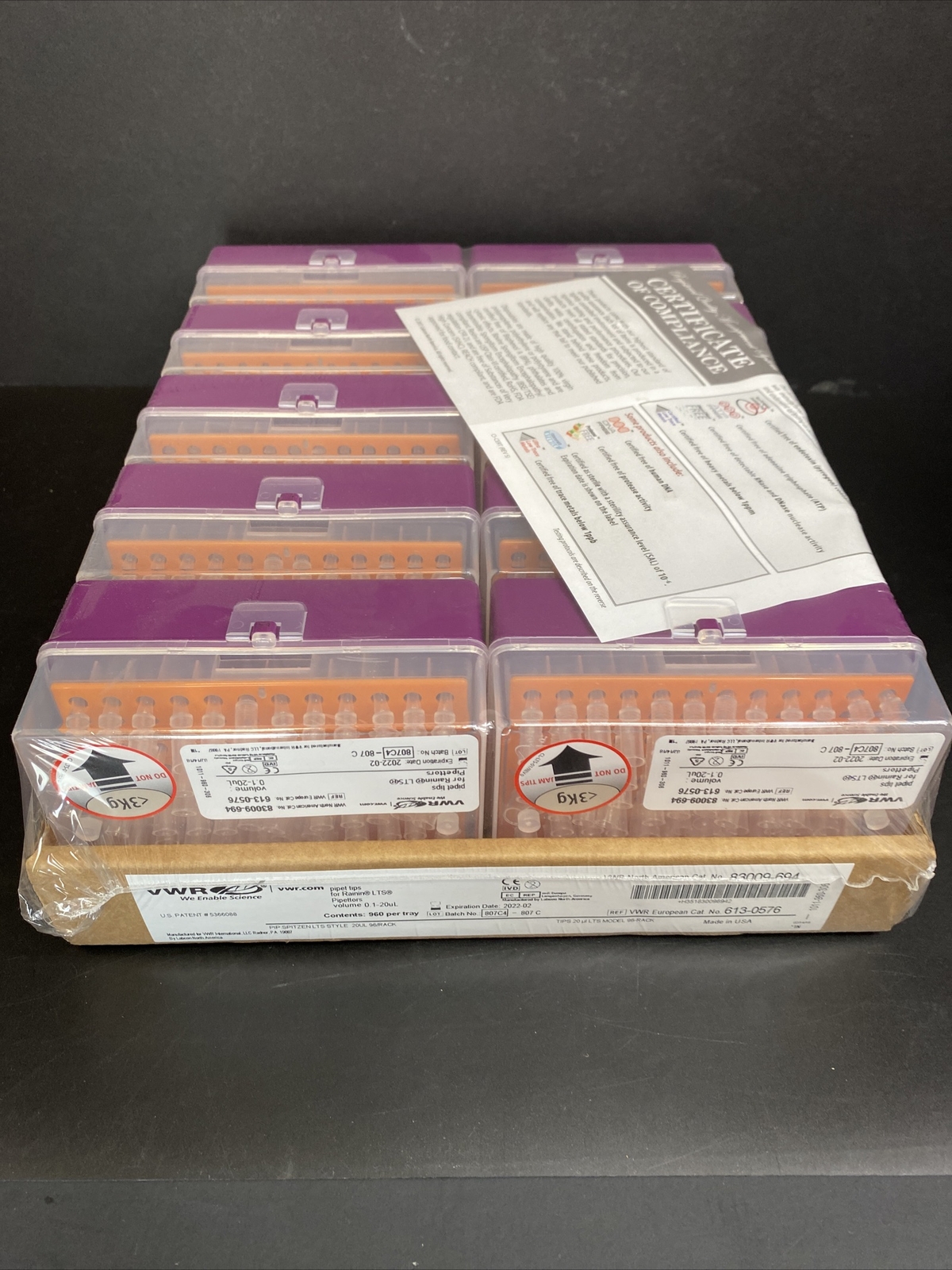 VWR Pipette Tips 20 ul for Rainin LTS 20 Racks with 96 Tips Each