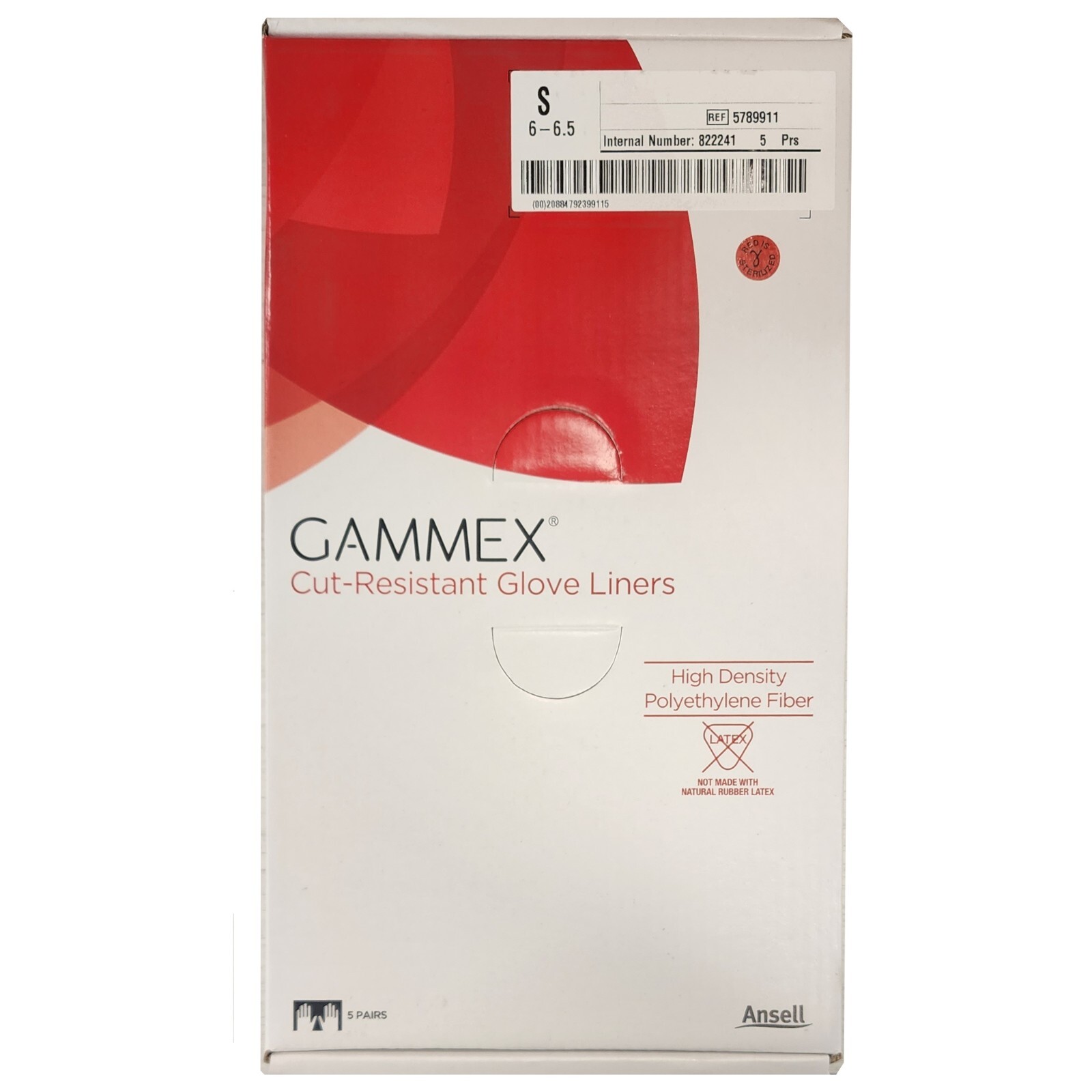 *5-Pairs* Ansell Gammex Cut-Resistant Glove Liners 6-6.5 Small Sterile 5789911