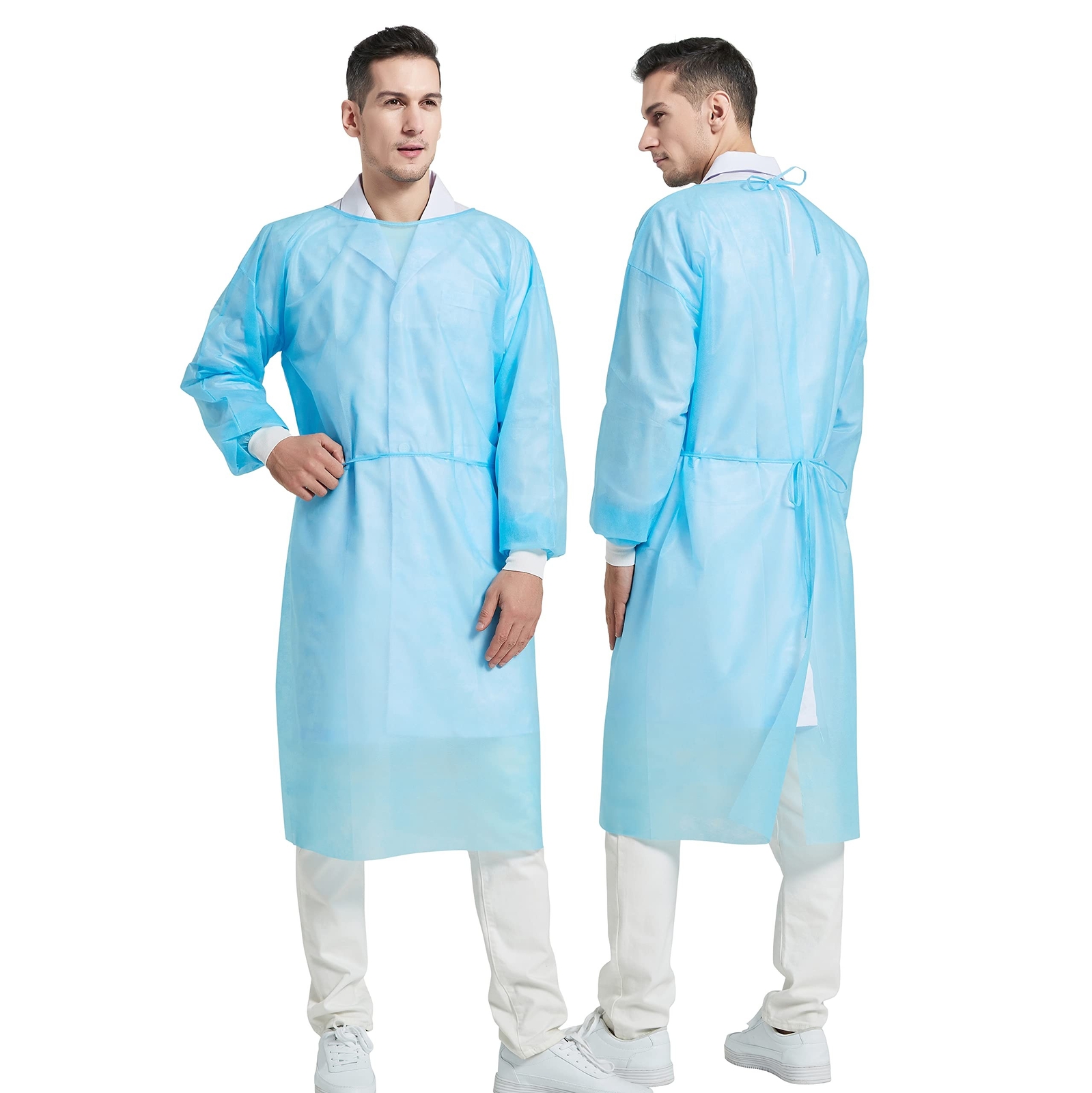 ProtectX (Blue 10 Pack Disposable Breathable Polypropylene Isolation Gown wit…
