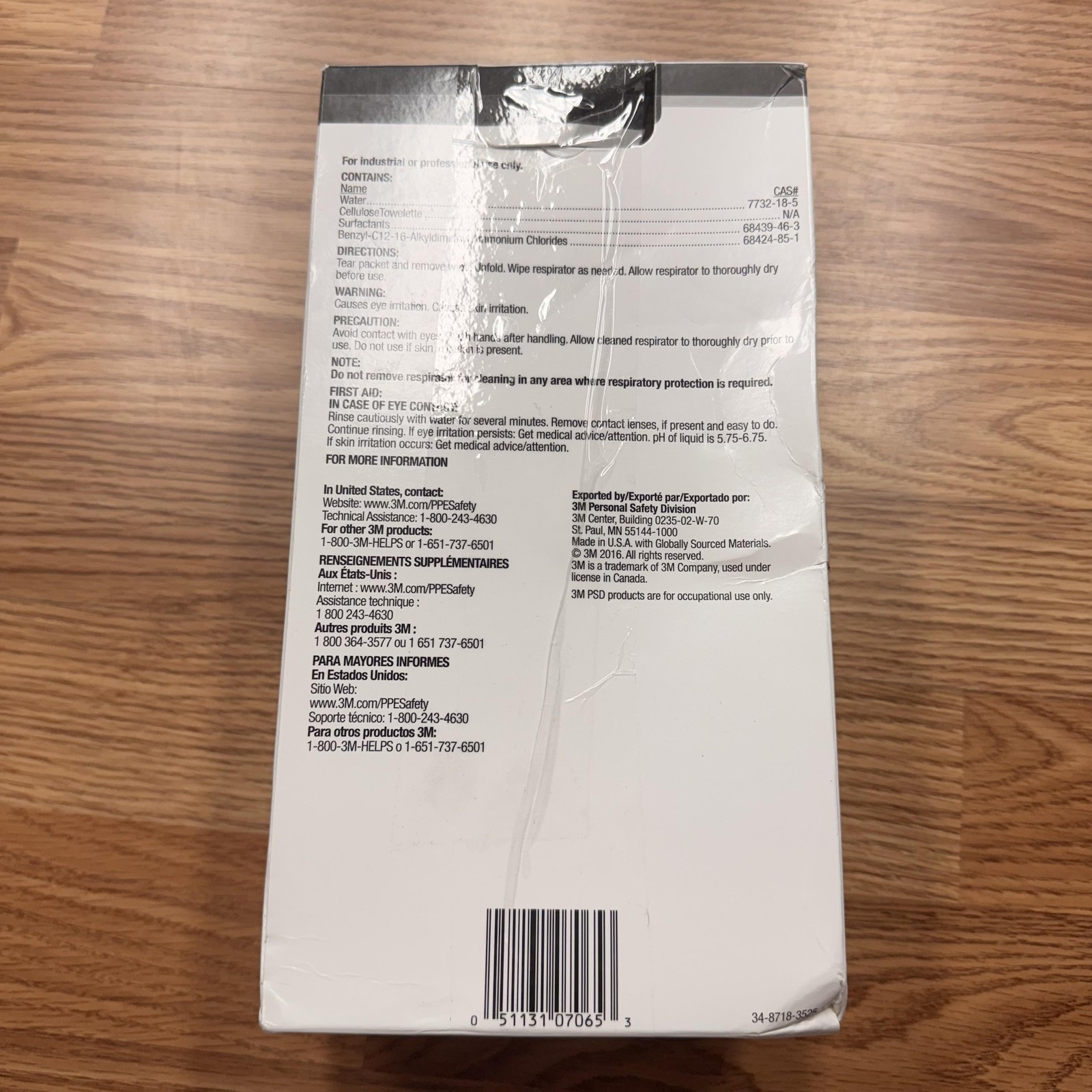 3M Respirator Wipes Alcohol Free 100 Count Made In USA
