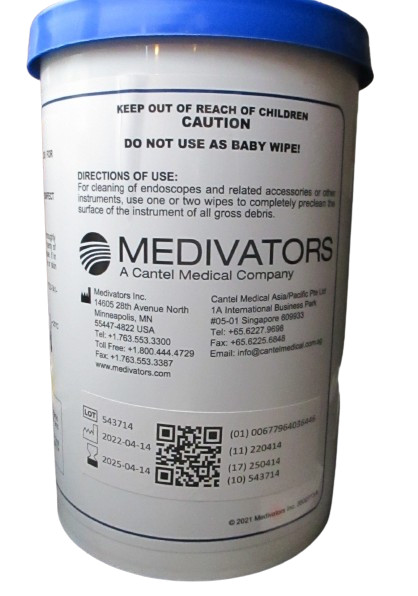 Medivators Intercept Detergent Wipes for Endoscopes and Medical Equip 7×10 100ct