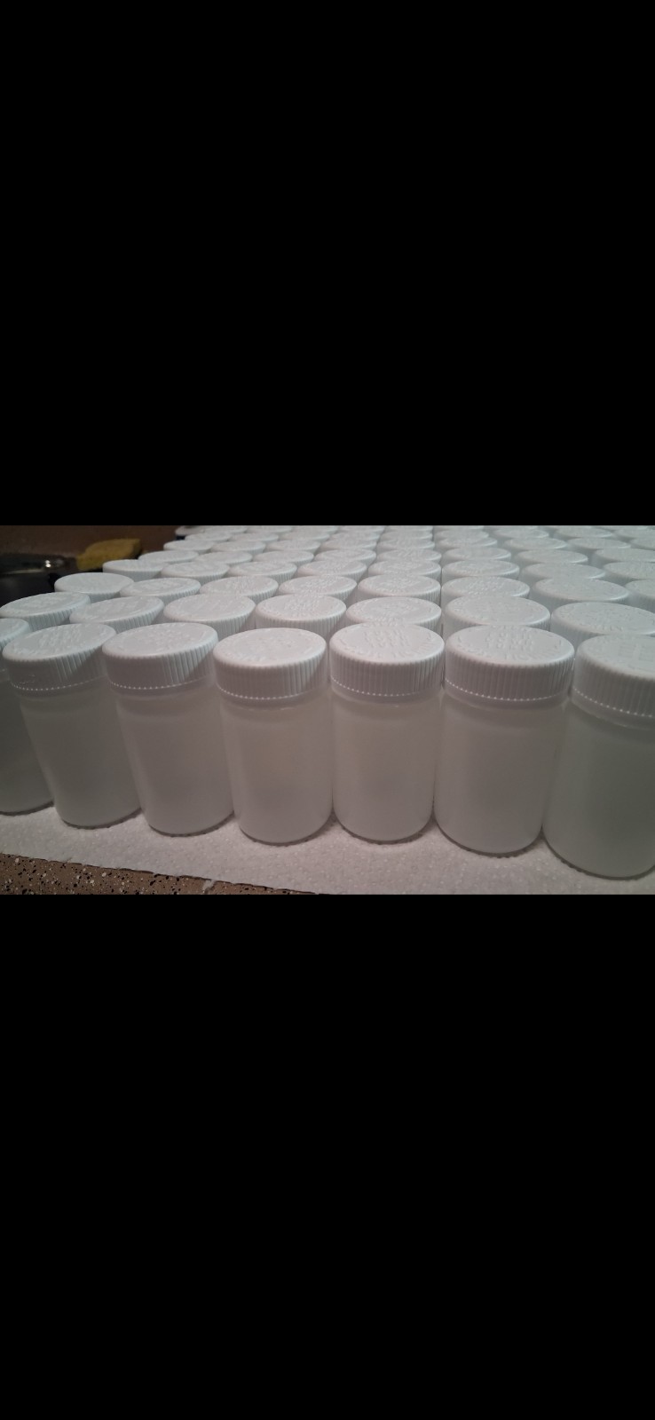 White Plastic Reagent Bottles/Jars w Child-Resistant Screw Caps, Lab