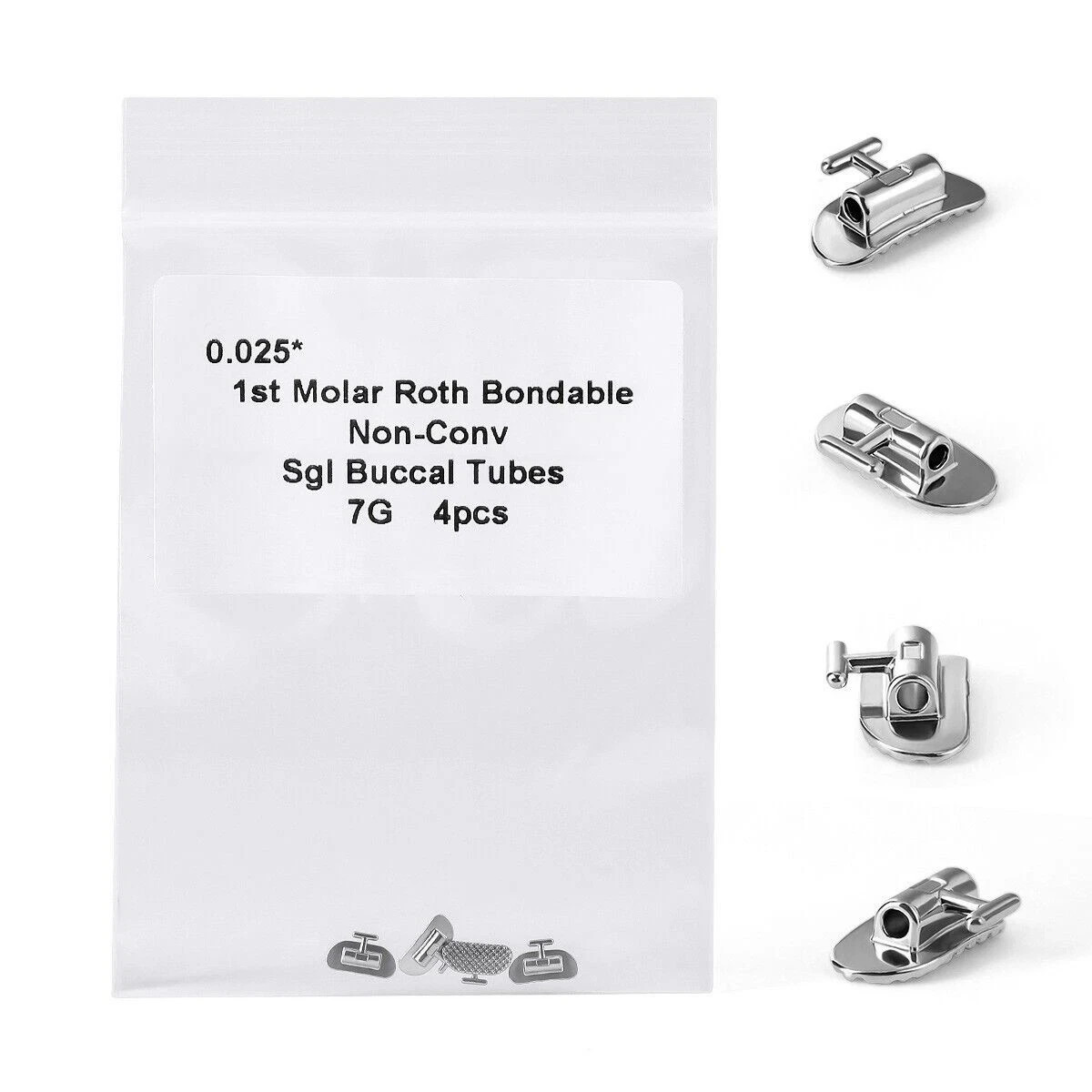 Dental Orthodontic Bondable Non-Convertible Buccal Tube Single Rectangular Round