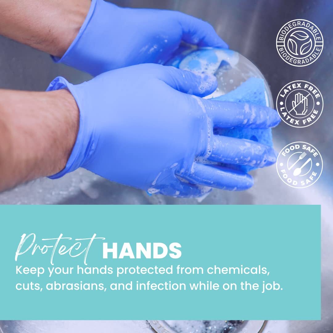 Ecofriendly Biodegradable Nitrile Disposable Gloves Powder Free Latex Free Food
