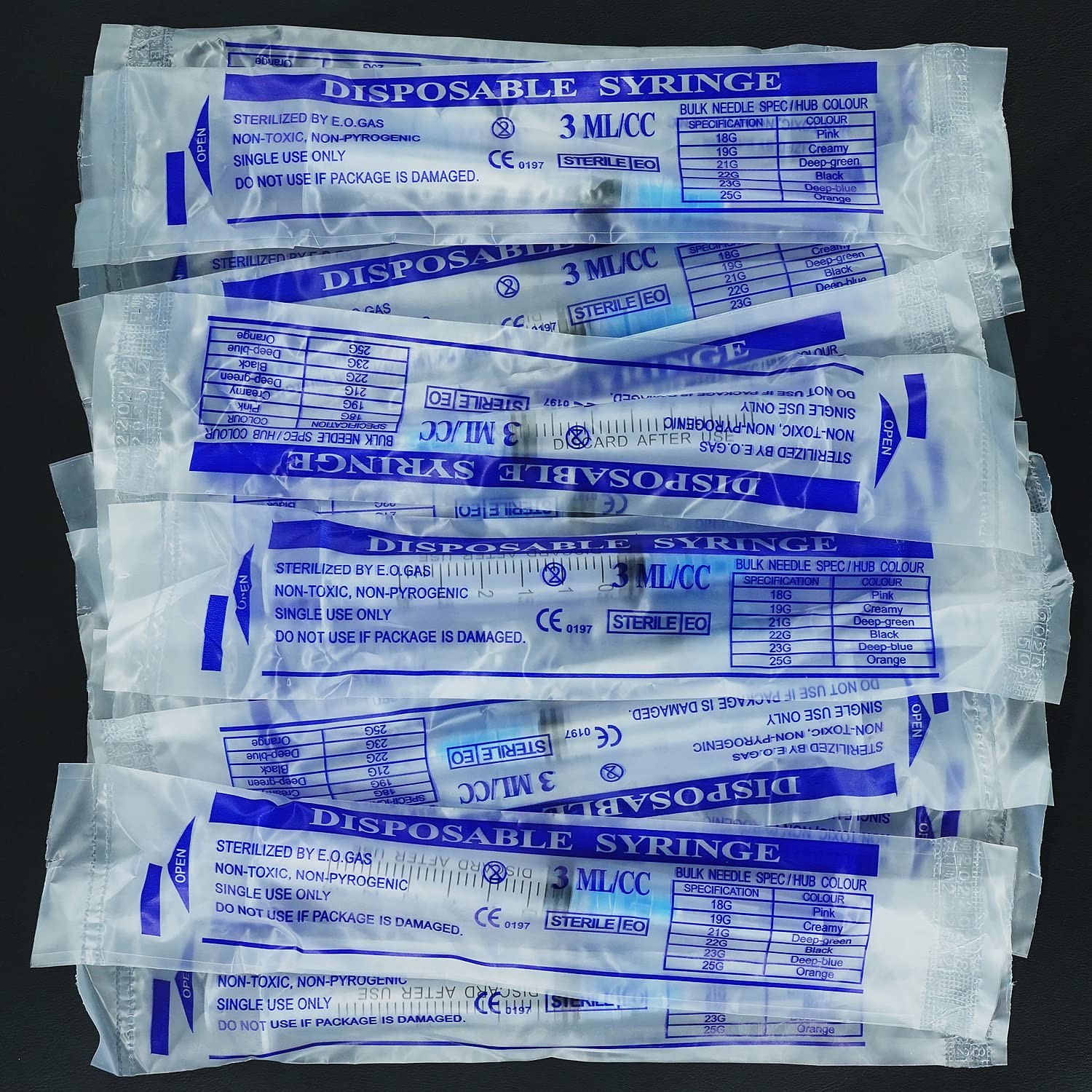 100 Pack 3ml with 23Ga Disposable Plastic Measuring Lab Supplies, Individually S