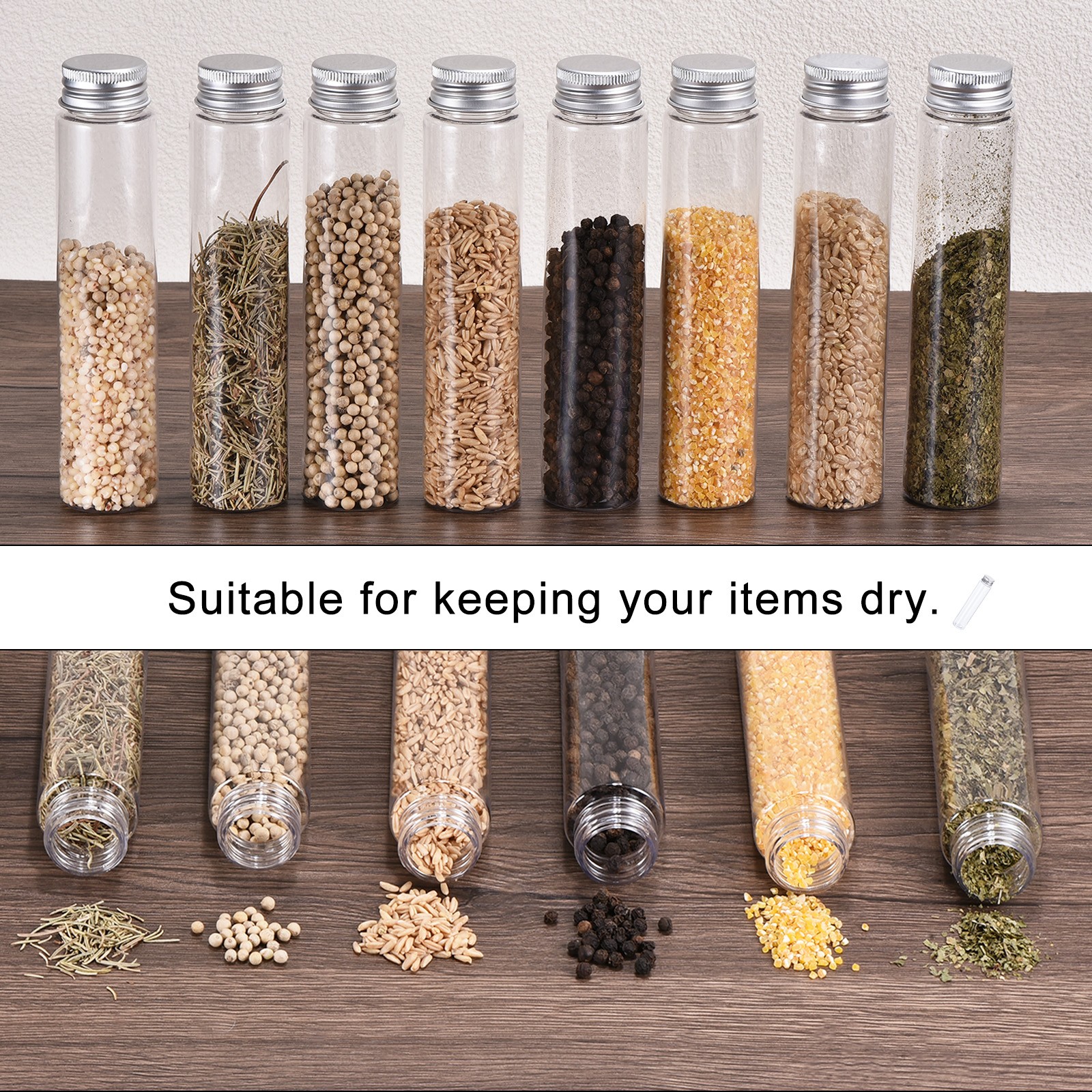 40X 110ml Plastic Test Tubes w/ Screw Caps 155x33mm Tubes Aluminum Lid,