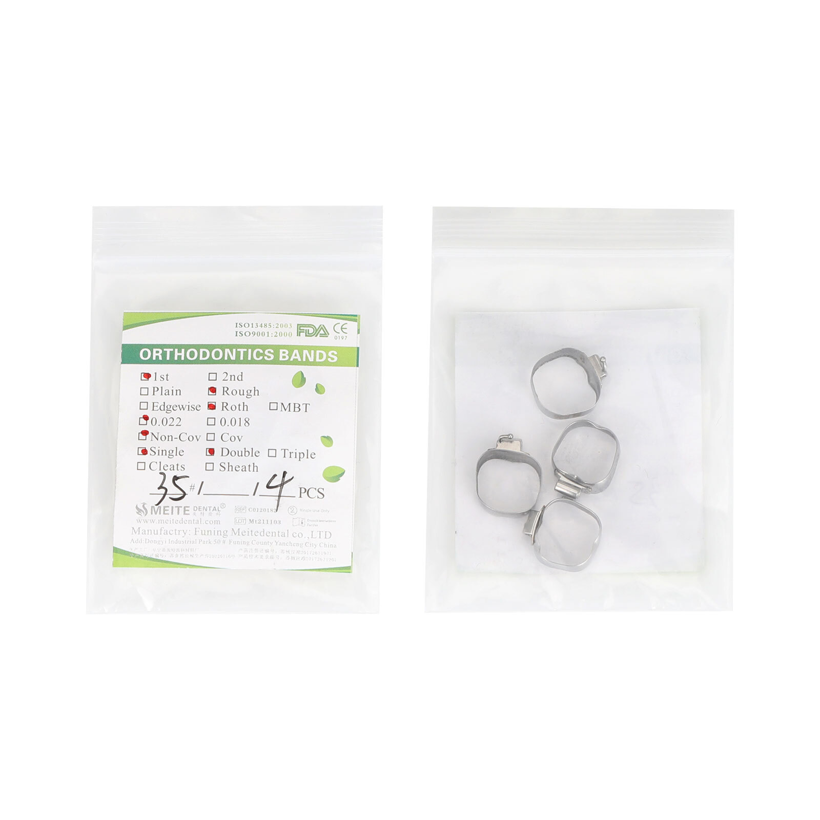 Dental Orthodontic 1st Molar Bands Buccal Tubes Lingual Cleats Roth 022 #35-40