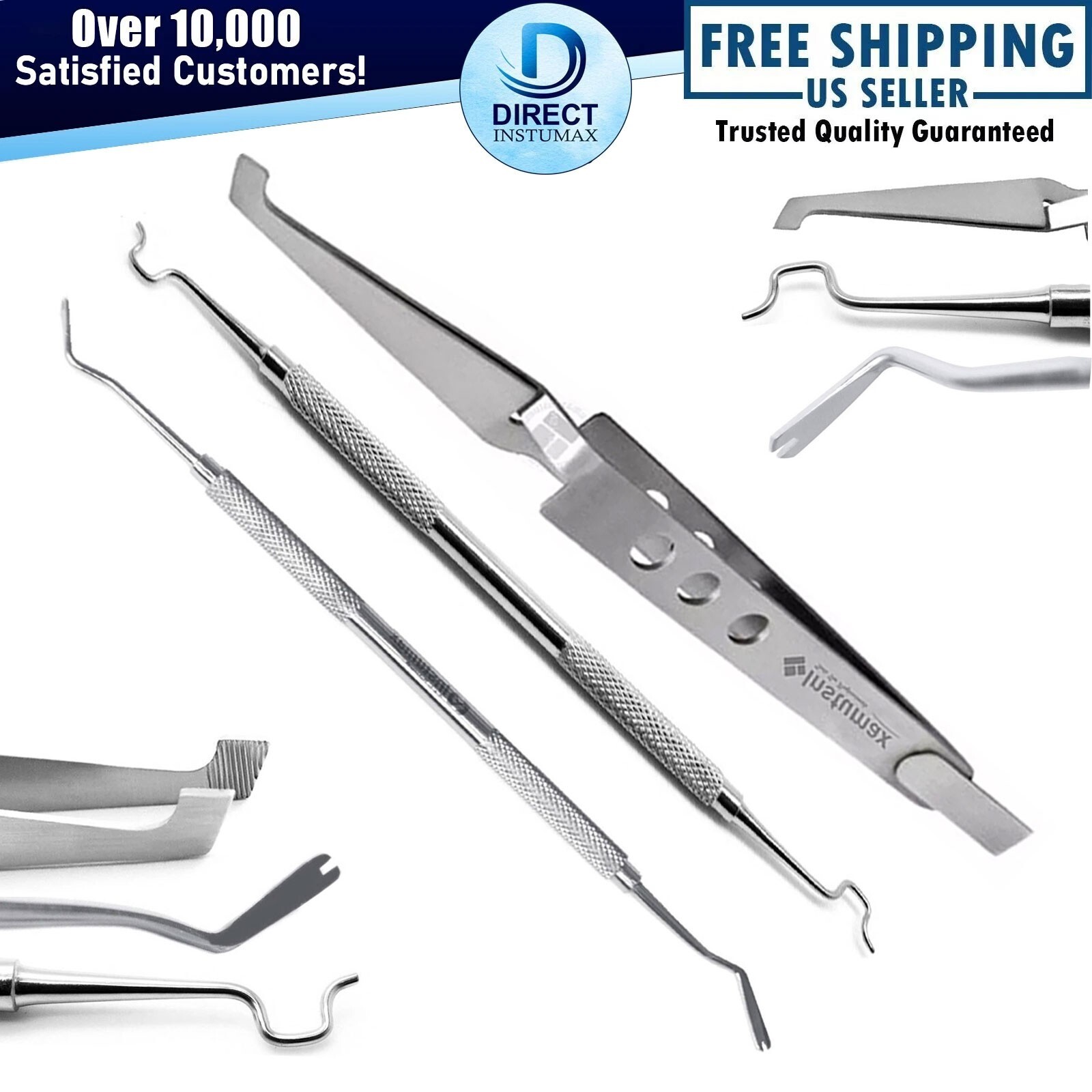 3Pcs Orthodontic Dental Tool Set – Braces Placement Tweezer With Ligature Scaler