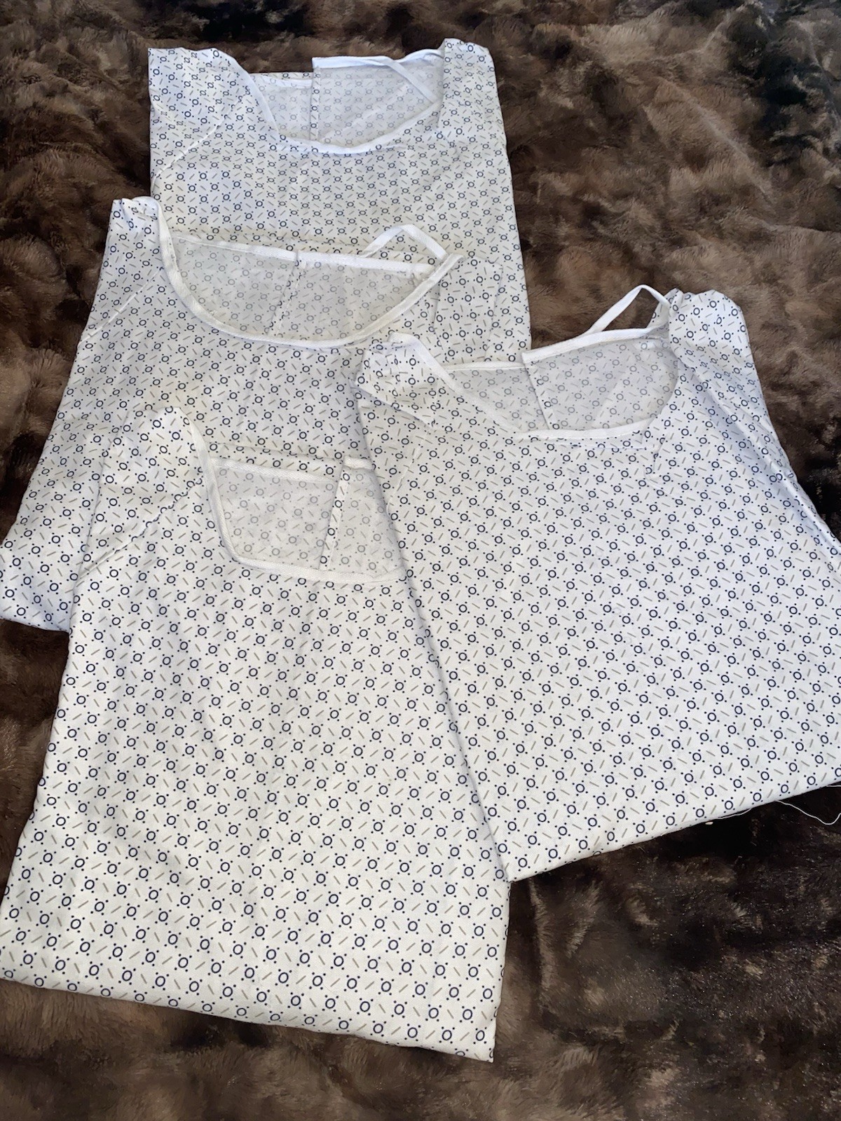 Six Lapover Hospital Gowns; Johnny; Size Large. Opening In Back. Medical Grade.