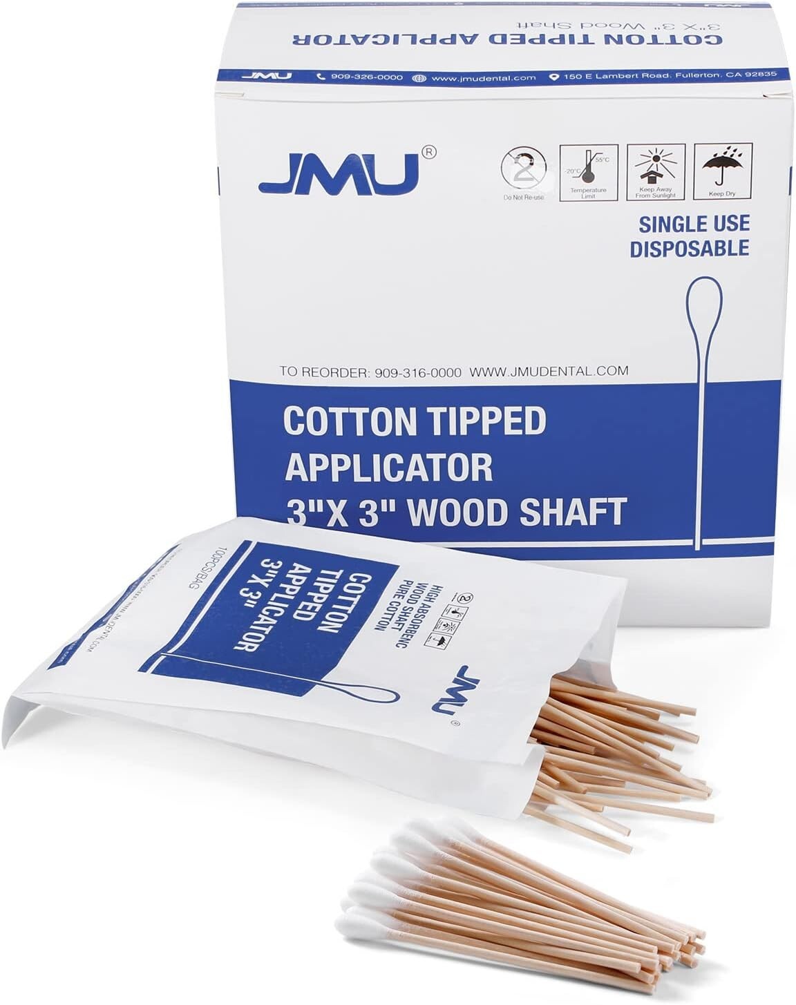 Case of 10000, Medical Cotton Swabs 3″ Cotton Tipped Applicators Non-sterile