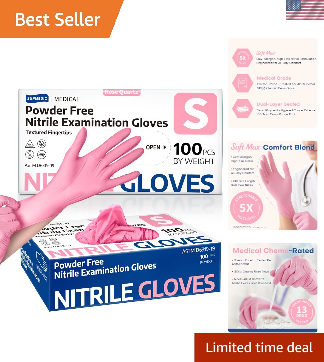 Medical-Grade Nitrile Gloves – 3.5 Mil, 100 Count, Powder-Free & Allergy Safe