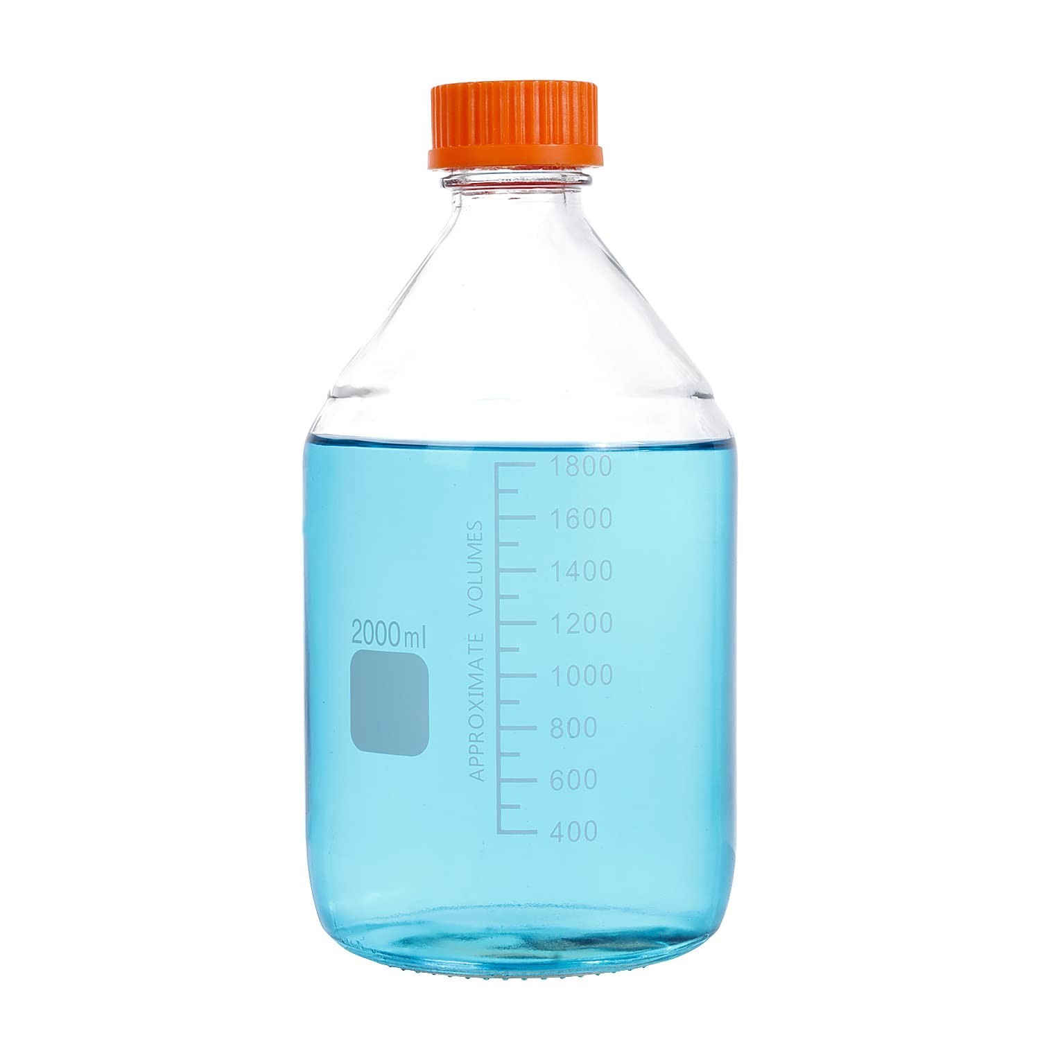1 Piece 2000 ml 2 Liter Graduated Round Reagent Media/Storage Glass Bottle Wi…