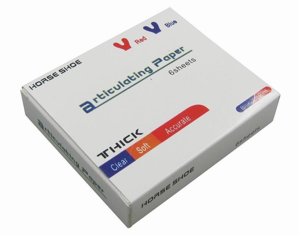 120Sheets/Box Dental Articulating Paper Horseshoe Form Thick Type 100um Red/Blue