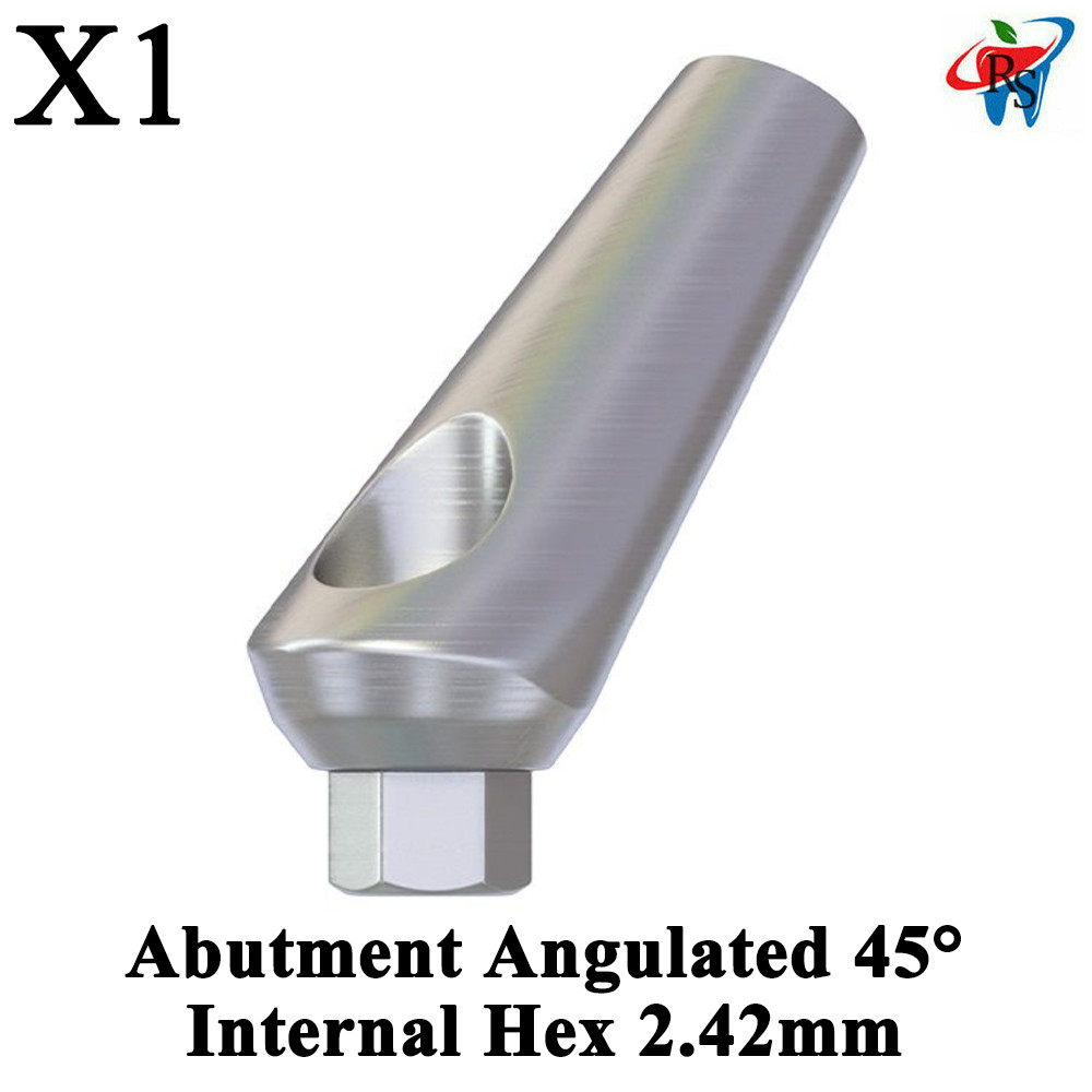 1x Dental Impl ant Abut ment Angulated Angle 45° Internal Hex Screw