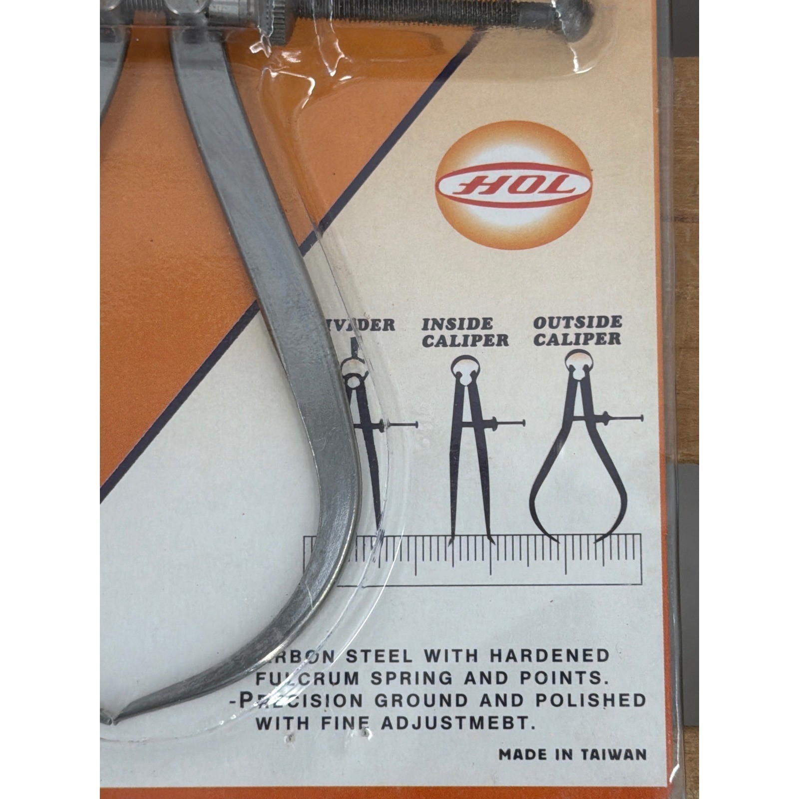 Ruler HOL Spring Caliper Set 8in Inside 6in Outside Carbon Steel ISO 9002 NEW