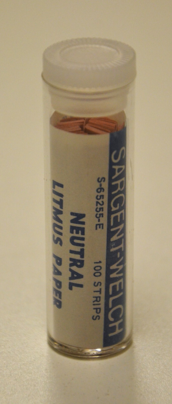 SARGENT-WELCH NEUTRAL LITMUS PAPER – 1 DOZEN VIALS OF 100 STRIPS – NOS