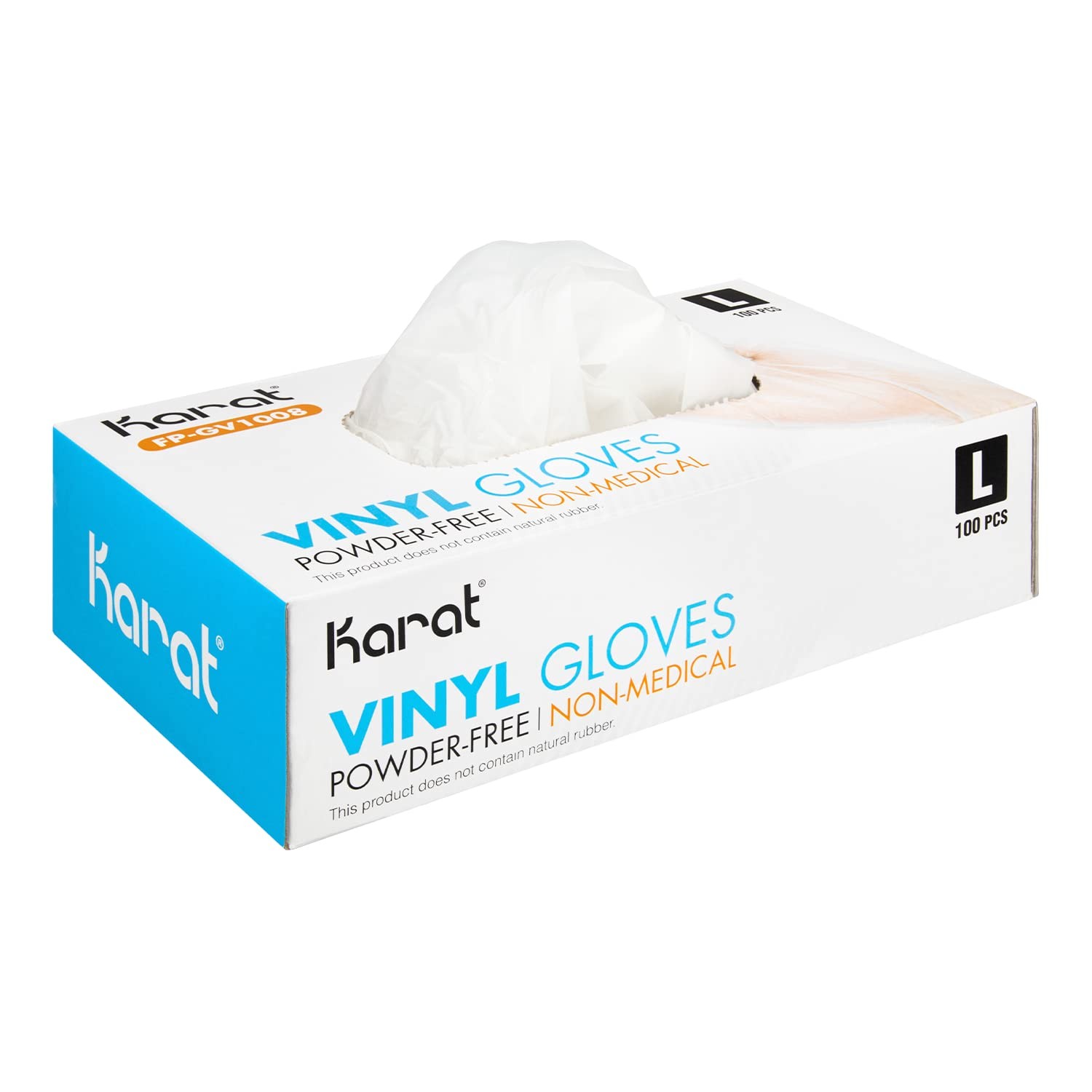 Karat Clear Vinyl Gloves Large Powder-Free Disposable Food Service Exam Gloves