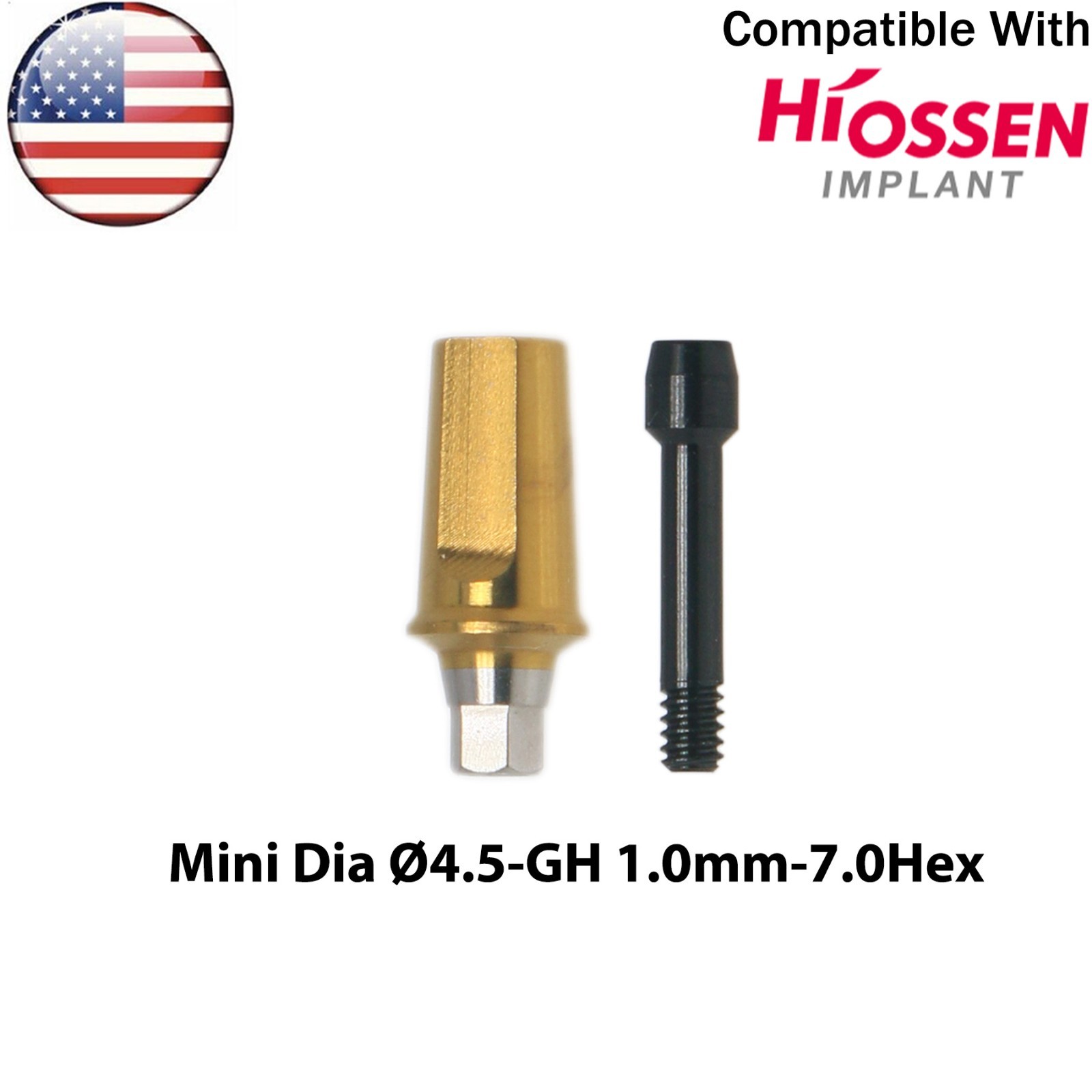 US Dental Straight Transfer Abutment Mini Ø4.5mm with Screws Fits Osstem Hiossen