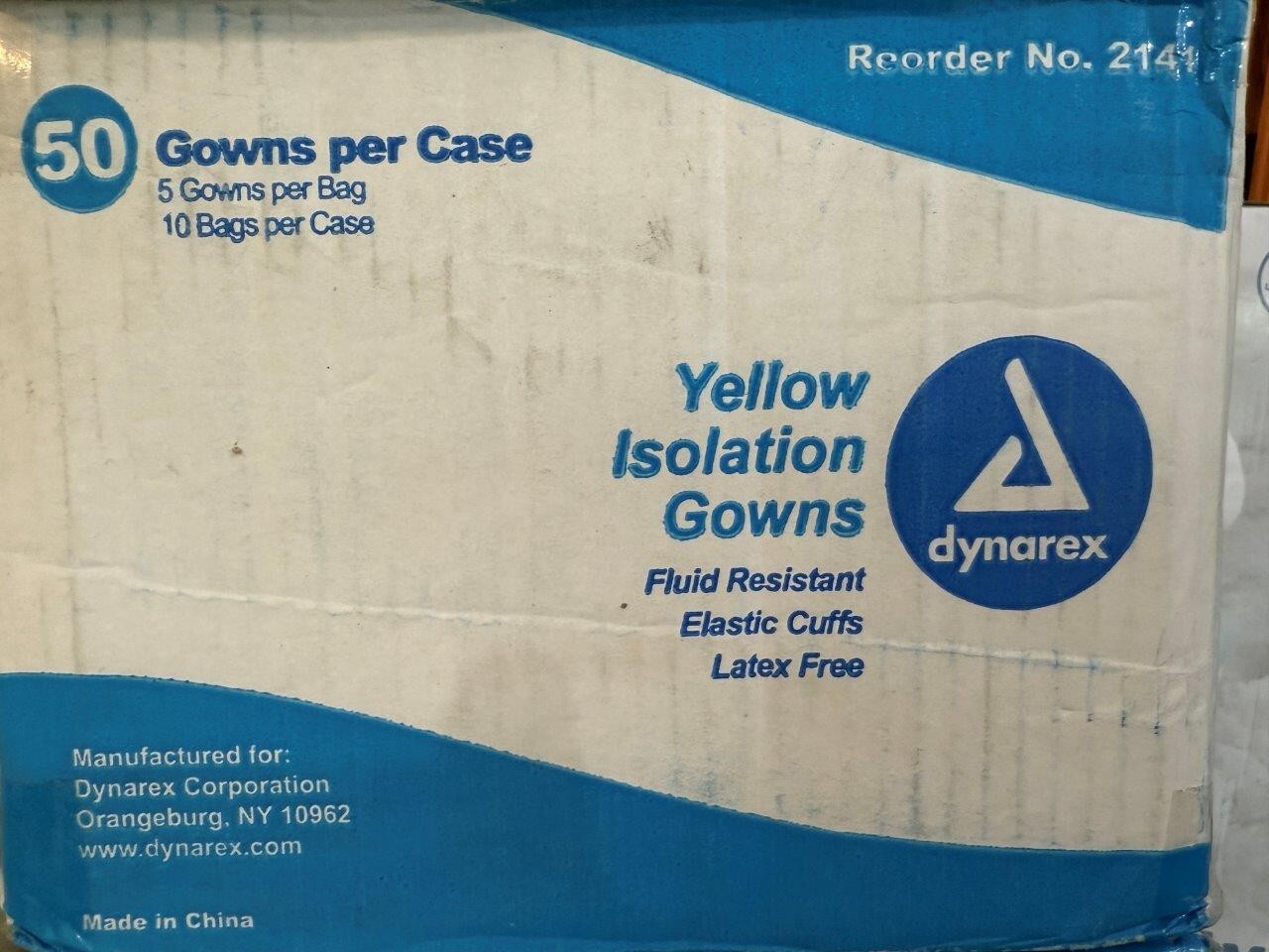 DYANREX Yellow Isolation Gown Medical Surgical Long Sleeve Case of 50 New
