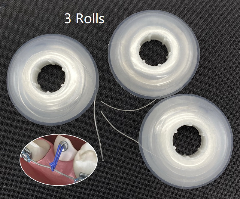 3 Rolls x7m Dental Orthodontics Powerful Solid Elastic Thread 0.03″ Transparent