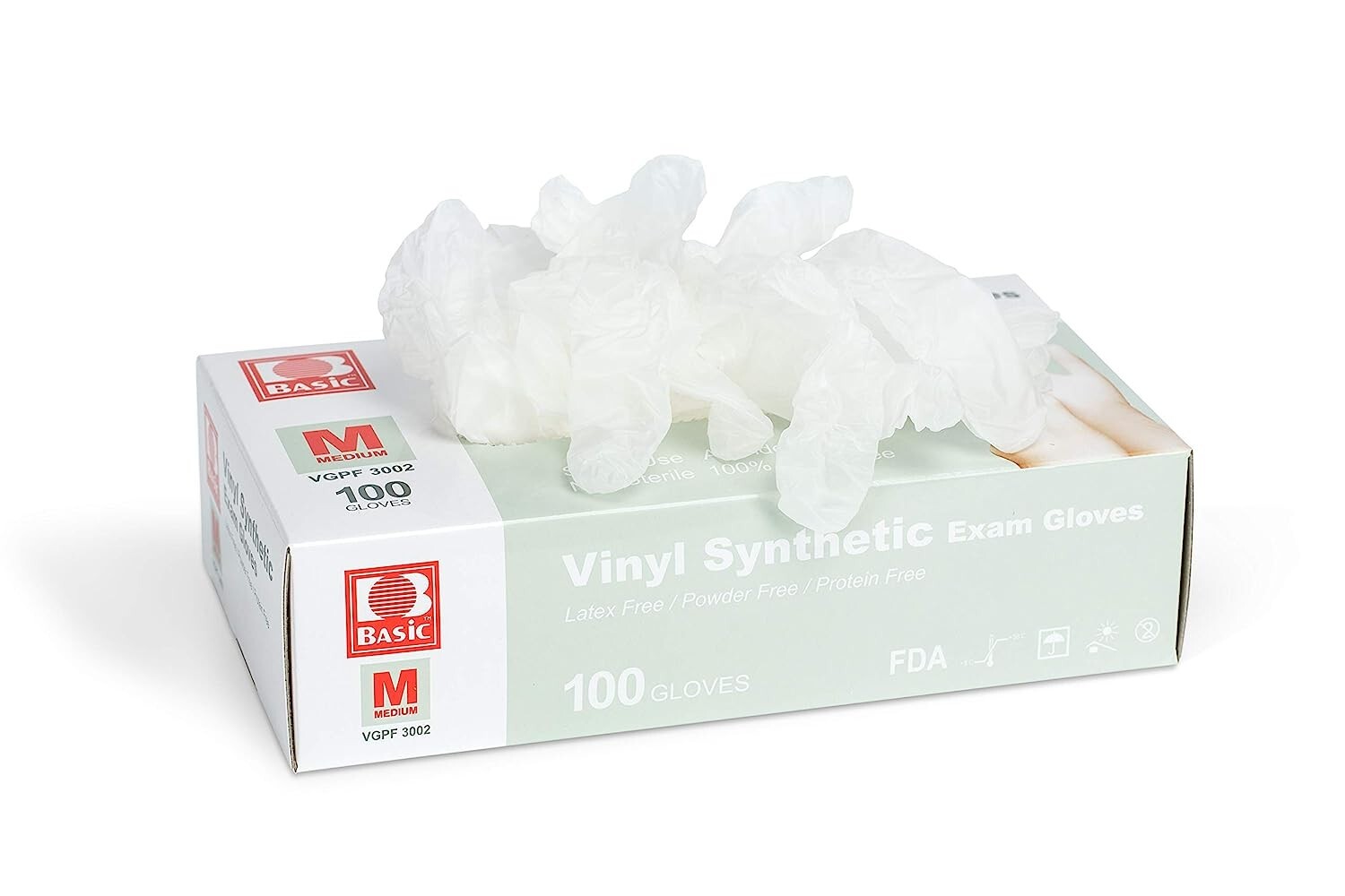 Basic Medium Clear Vinyl Synthetic Exam Gloves – Case of 1000 (VGPF 3002)