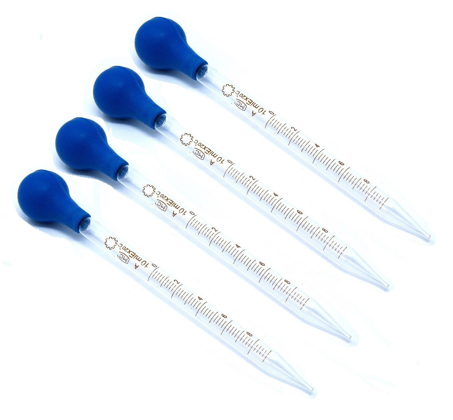 4 Pcs Graduated Medicine Glass Droppers 10ml 10cc Pipet Pipette 8″ with Scale