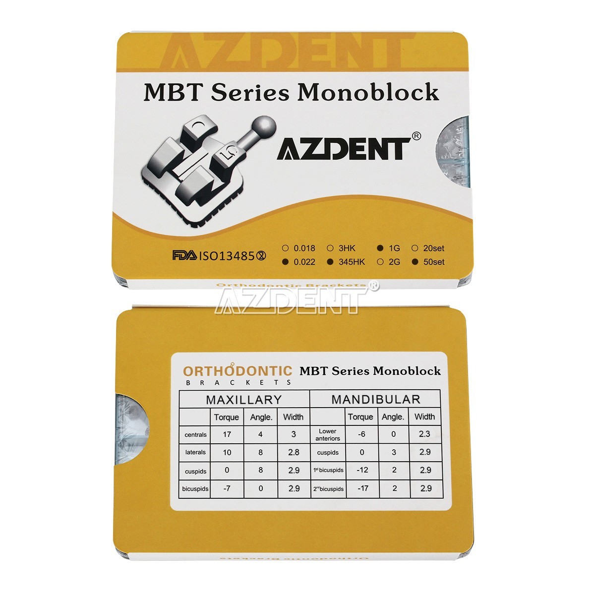 Dental Orthodontic Brackets Monoblock MIM Mini Roth.022 With Hooks 345 AZDENT