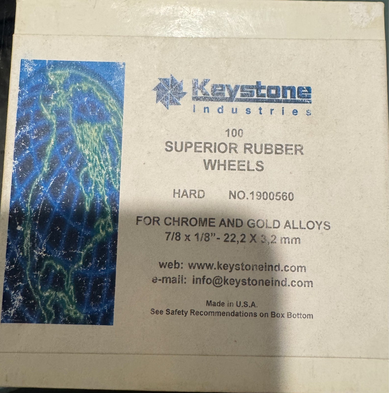 SUPERIOR RUBBER SILICONE HARD WHEELS 7/8” X 1/8” 100/BOX POLISHING KEYSTONE