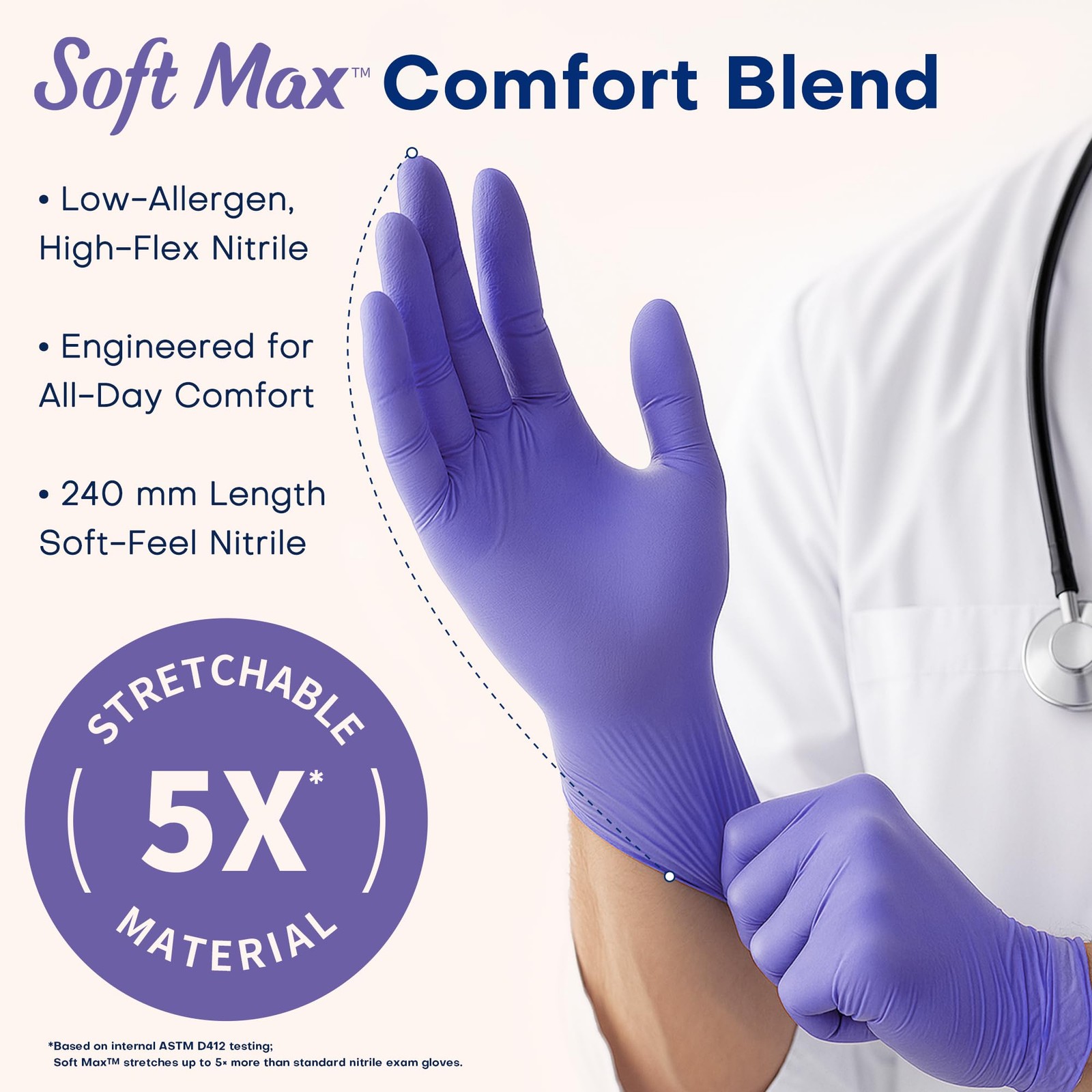 Supmedic Nitrile Exam Gloves, 3.5 Mil Medium, Medium (Blue Violet)