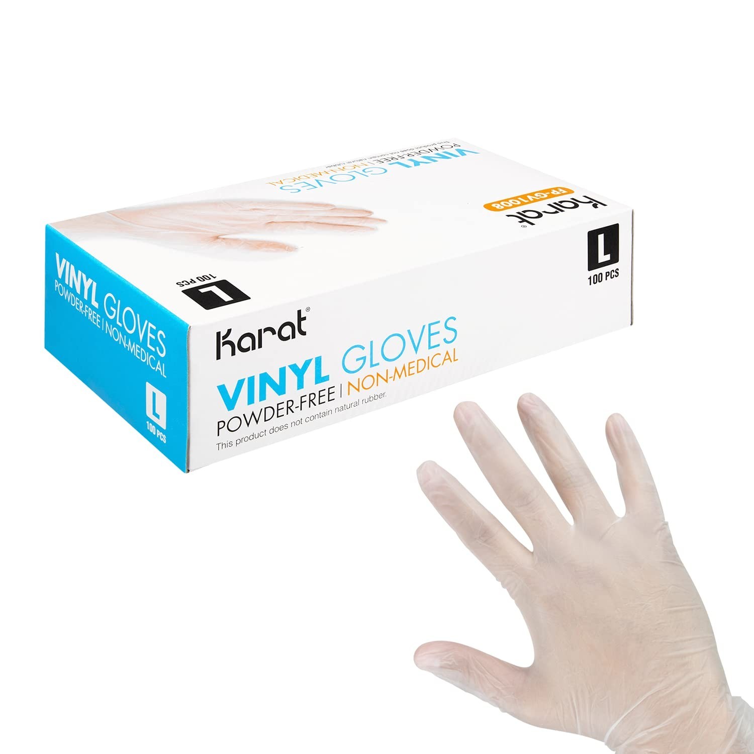 Karat Clear Vinyl Gloves Large Powder-Free Disposable Food Service Exam Gloves