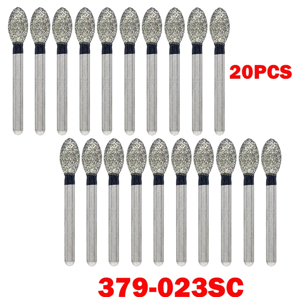 20Pcs Dental Diamond Bur FG Egg Football 379/023SC Super Coarse High Speed US