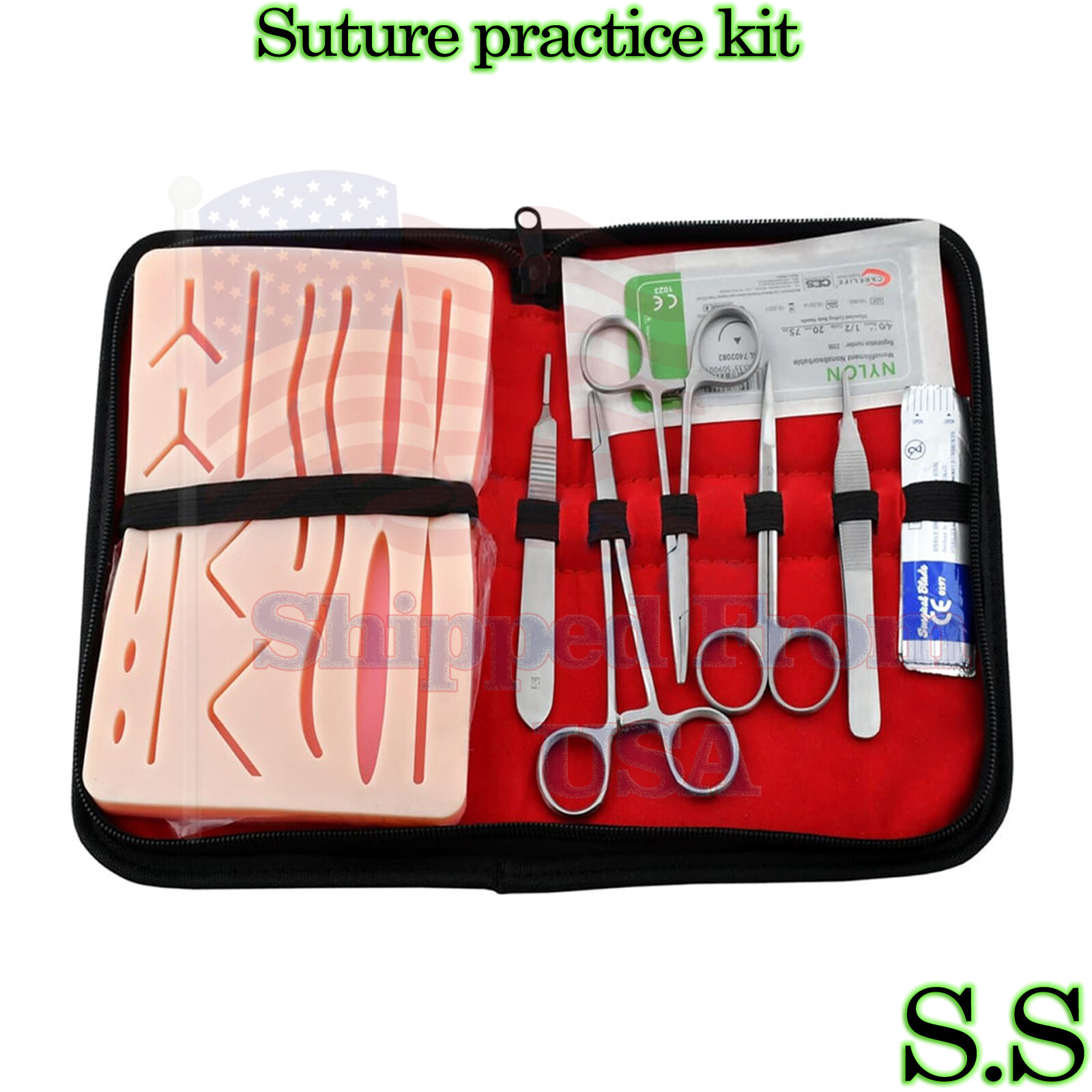 59 Pieces Practice Suture Kit with Pad for Medical Veterinary Student DS-1427