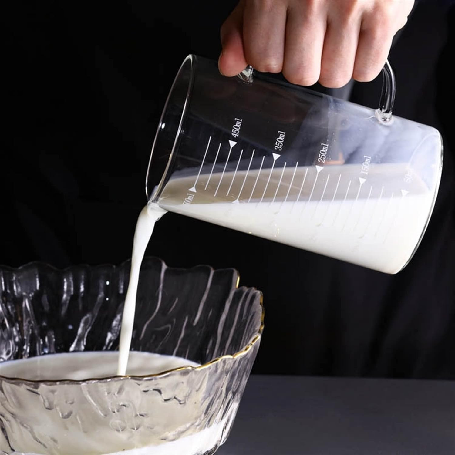 Saucer 250Ml/500Ml/1000Ml High Borosilicate Glass Measuring Cup Jug Clear Milk C