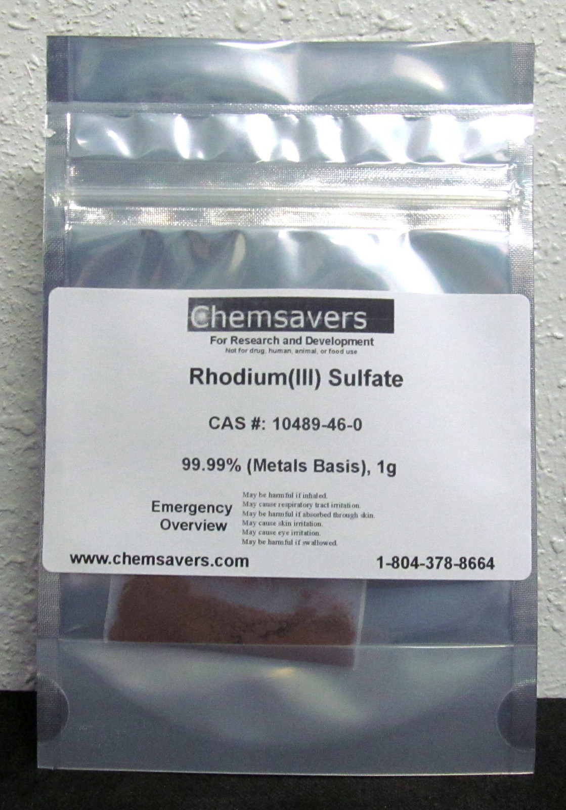 Rhodium(III) Sulfate, 99.99% (Metals Basis), Certified, 1g